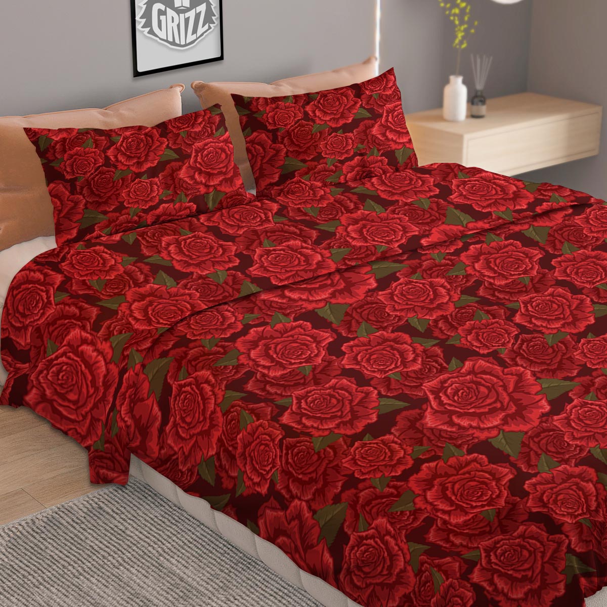 Floral Blossom Vintage Print Pattern Duvet Cover Bedding Set