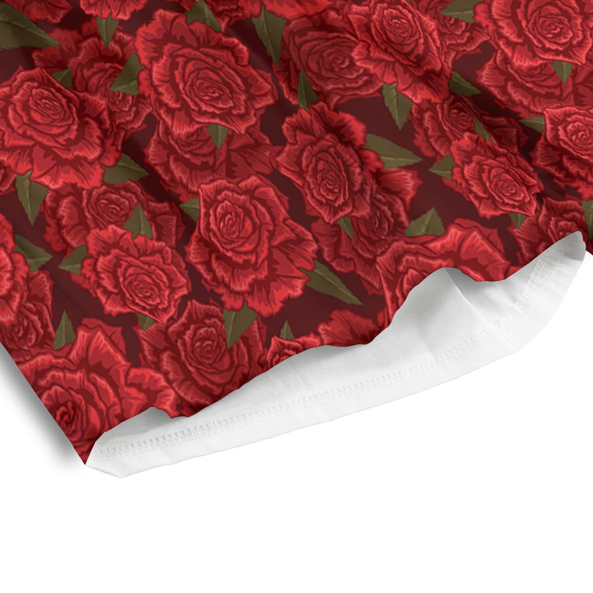 Floral Flower Red Rose Print Pattern Men's Athletic Shorts
