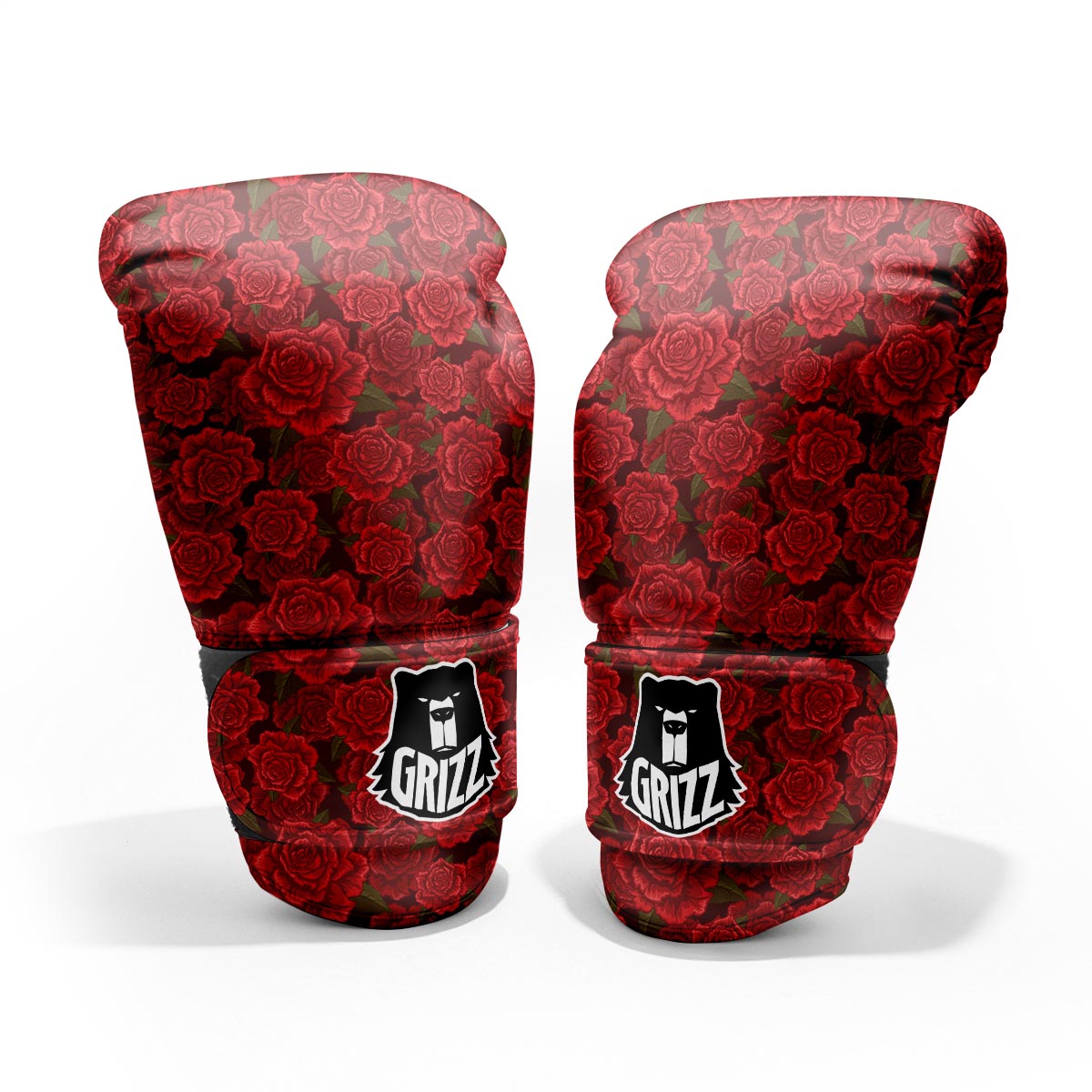 Floral Flower Red Rose Print Pattern Sparring Gloves-grizzshop