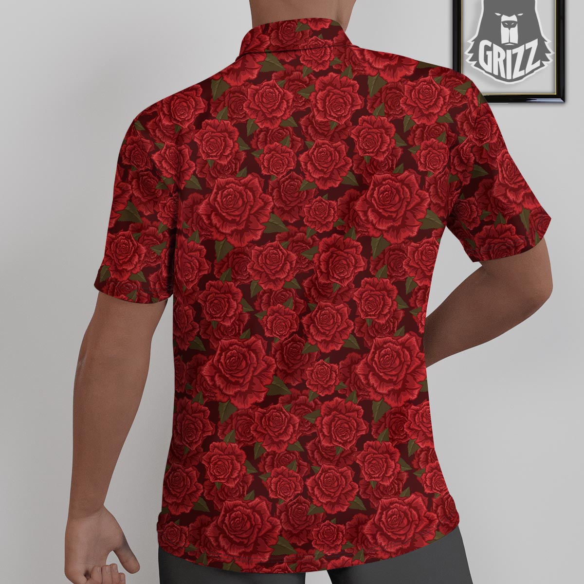 Floral Flower Red Rose Print Pattern Untucked Shirts-grizzshop