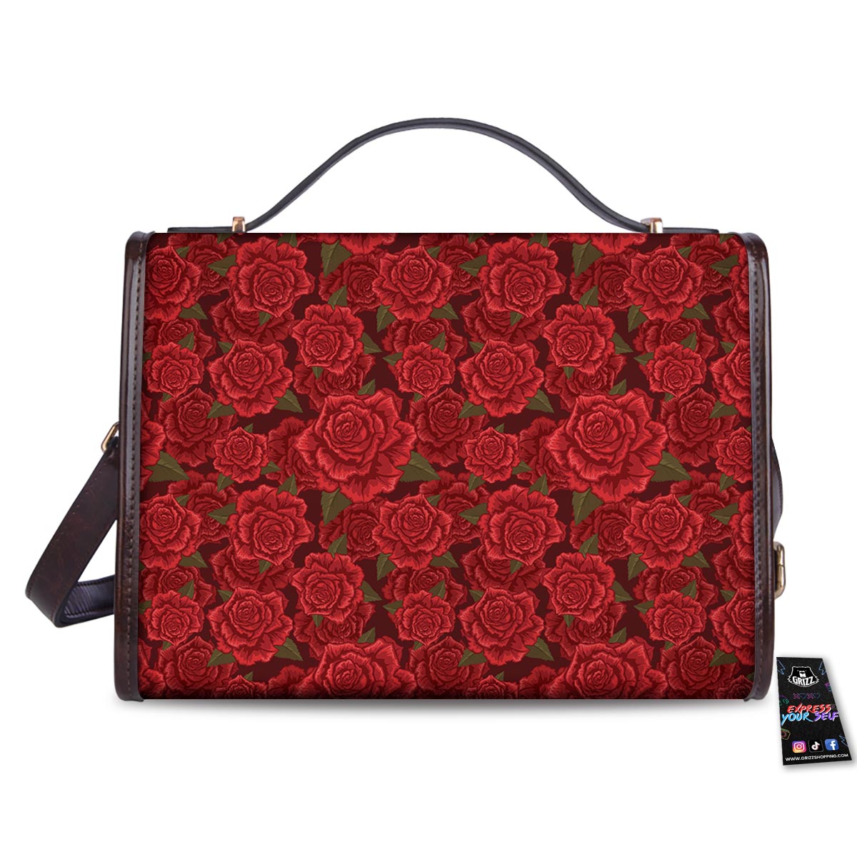 Floral Flower Red Rose Print Pattern Women's Satchel Bag-grizzshop
