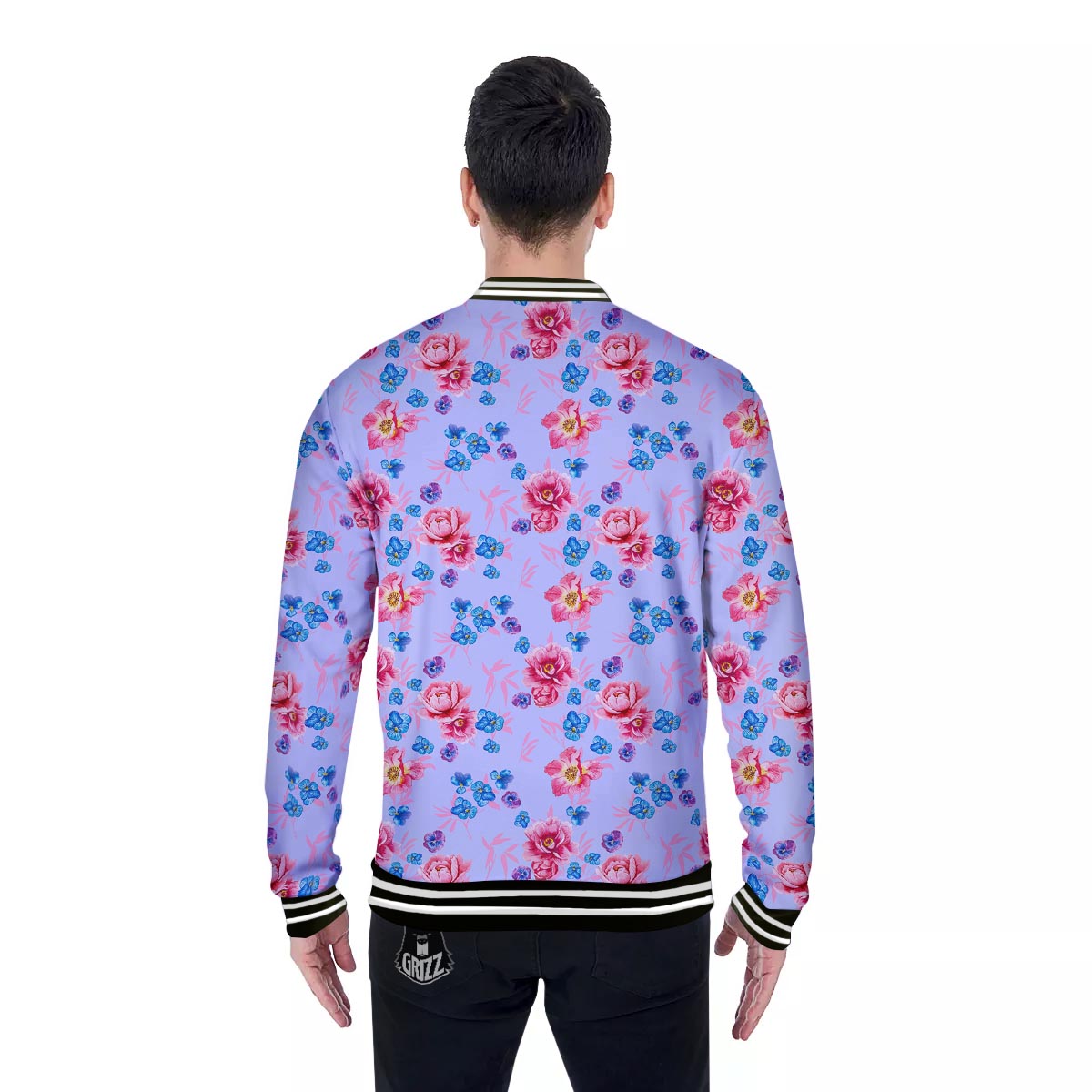 Floral Flower Rose Pansy Print Pattern Baseball Jacket-grizzshop