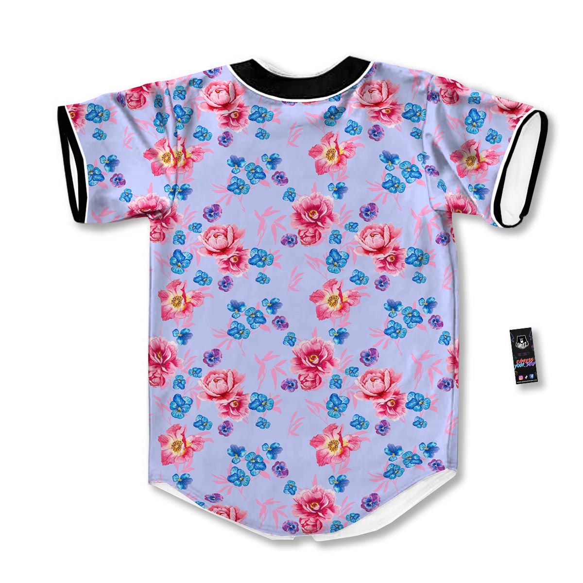 Floral Flower Rose Pansy Print Pattern Baseball Jersey-grizzshop