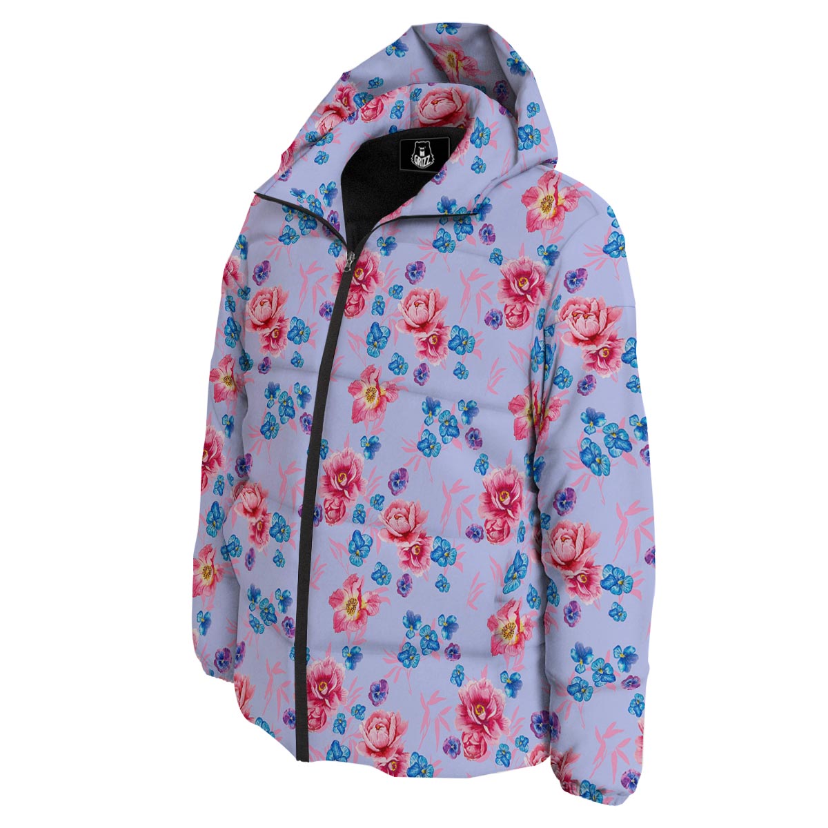 Floral Flower Rose Pansy Print Pattern Down Jacket-grizzshop