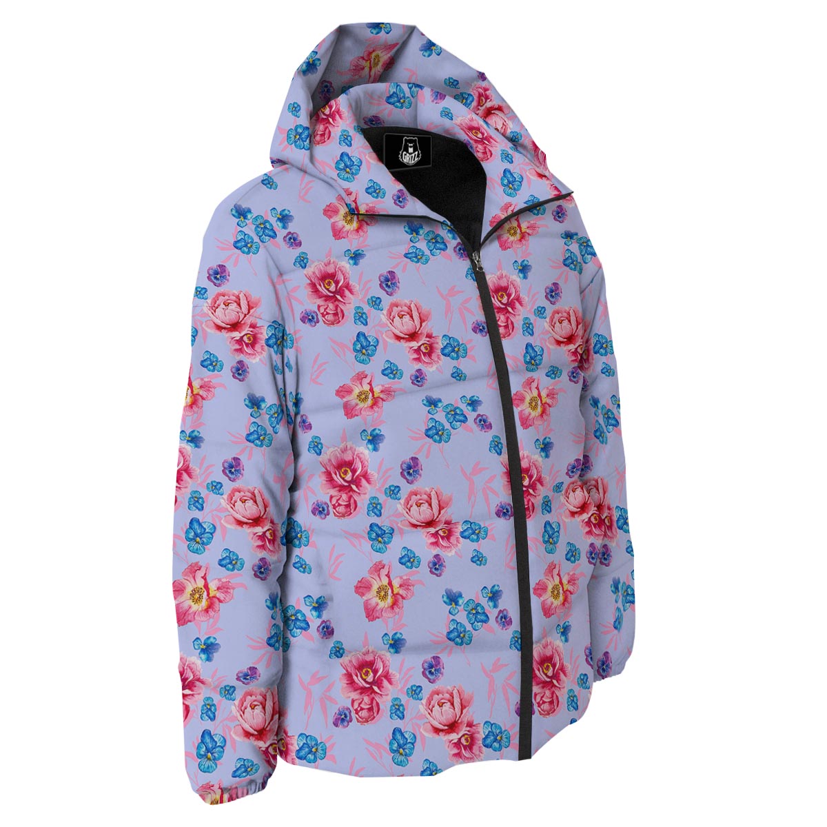 Floral Flower Rose Pansy Print Pattern Down Jacket-grizzshop