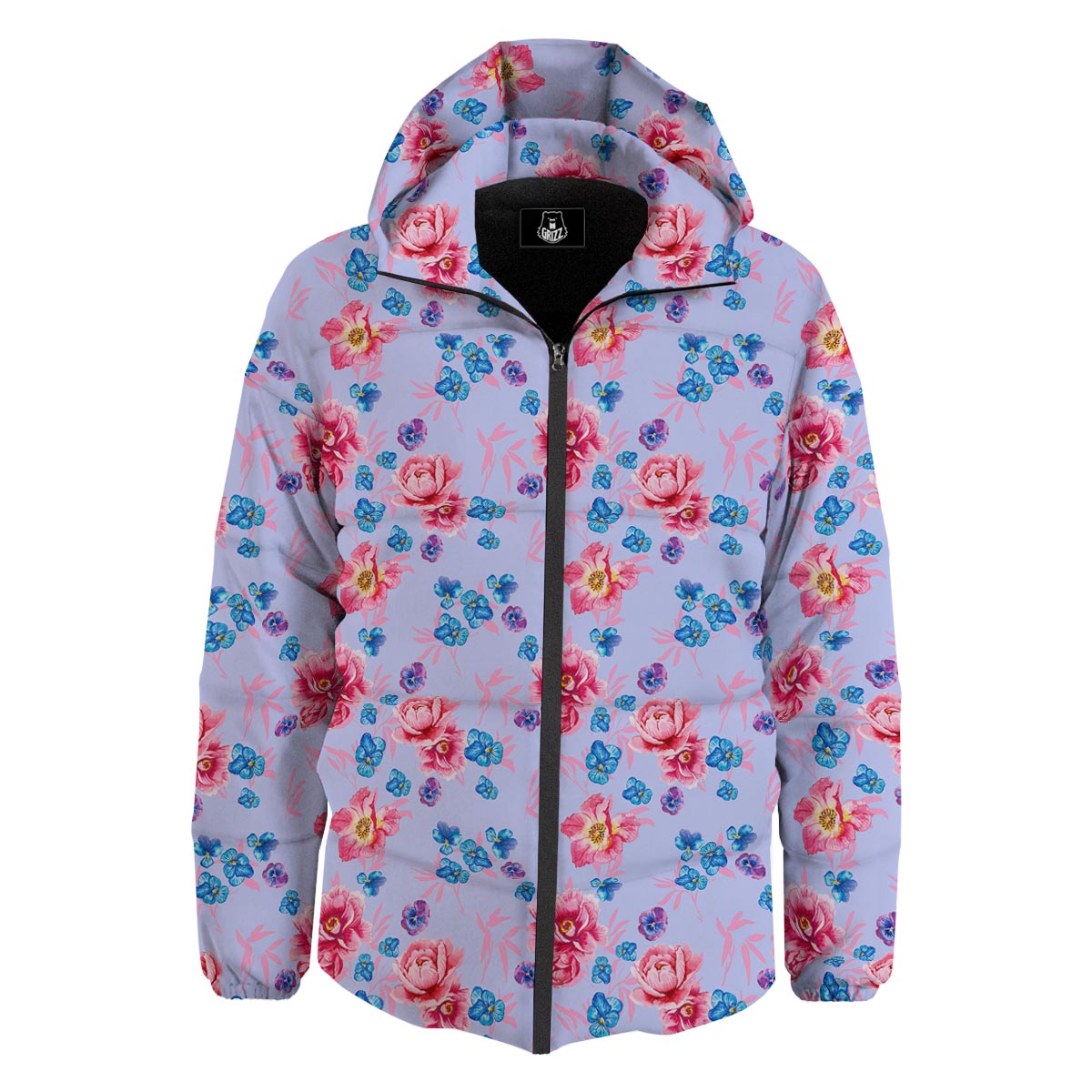 Floral Flower Rose Pansy Print Pattern Down Jacket-grizzshop