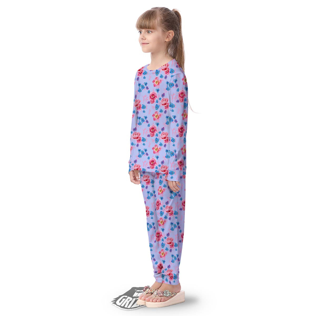 Floral Flower Rose Pansy Print Pattern Kid's Pajamas-grizzshop