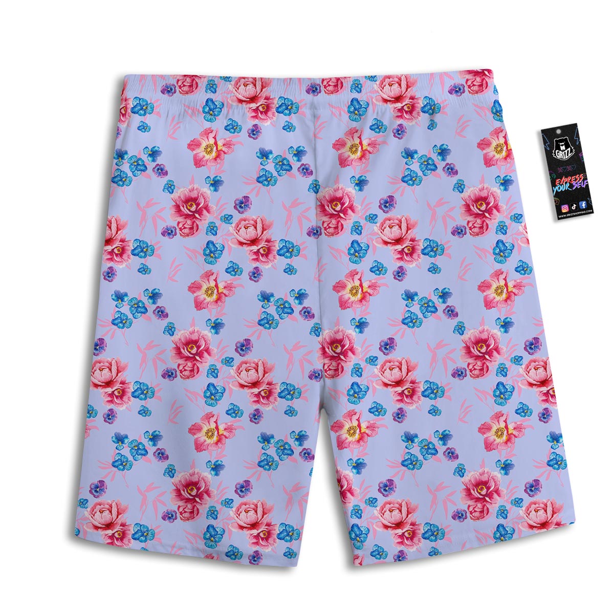 Floral Flower Rose Pansy Print Pattern Men's Athletic Shorts