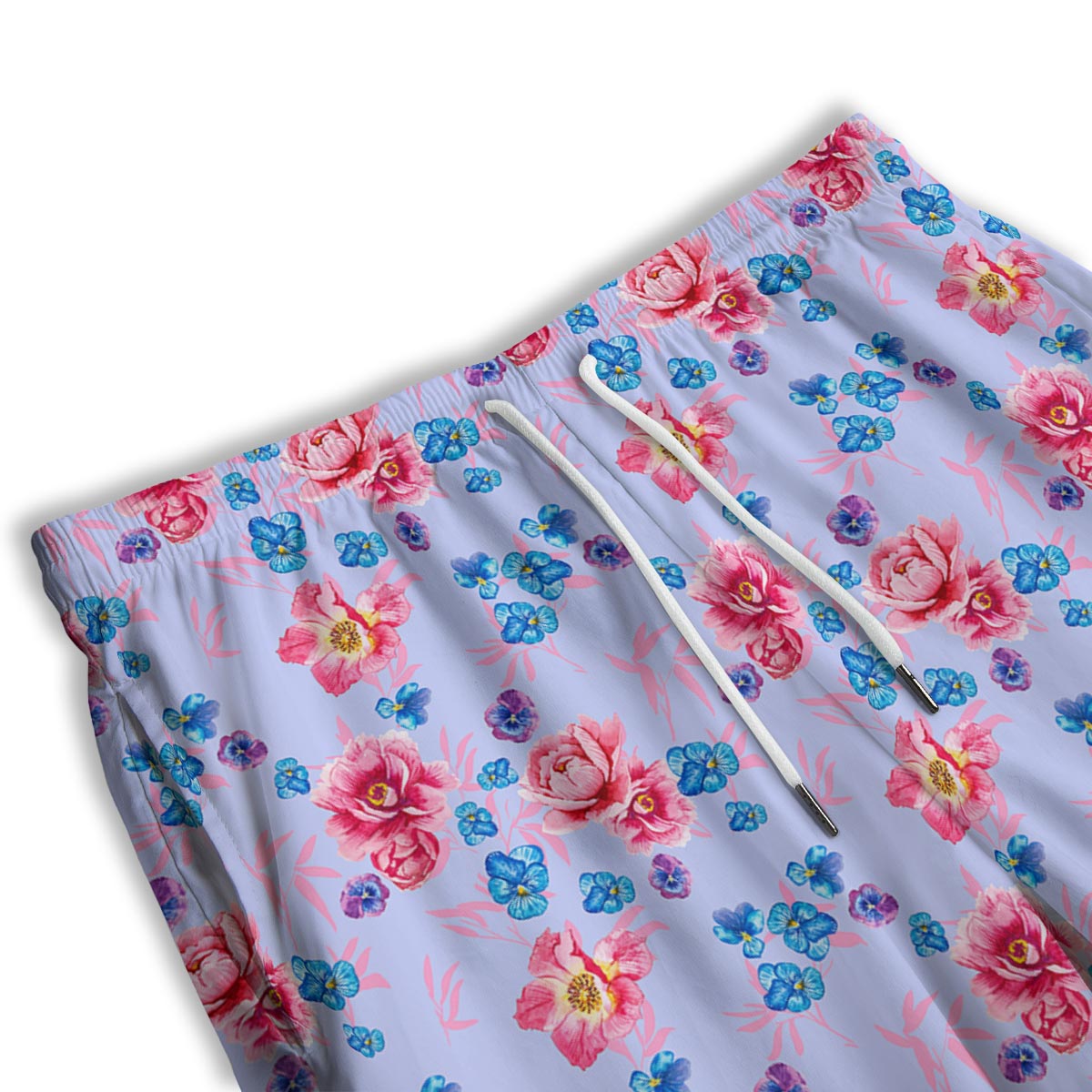 Floral Flower Rose Pansy Print Pattern Men's Athletic Shorts