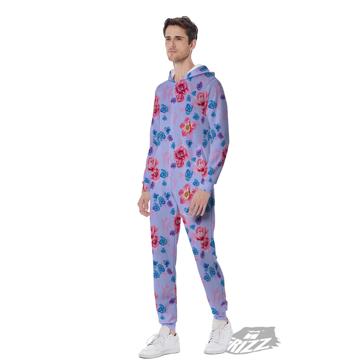 Floral Flower Rose Pansy Print Pattern Men's Jumpsuit-grizzshop