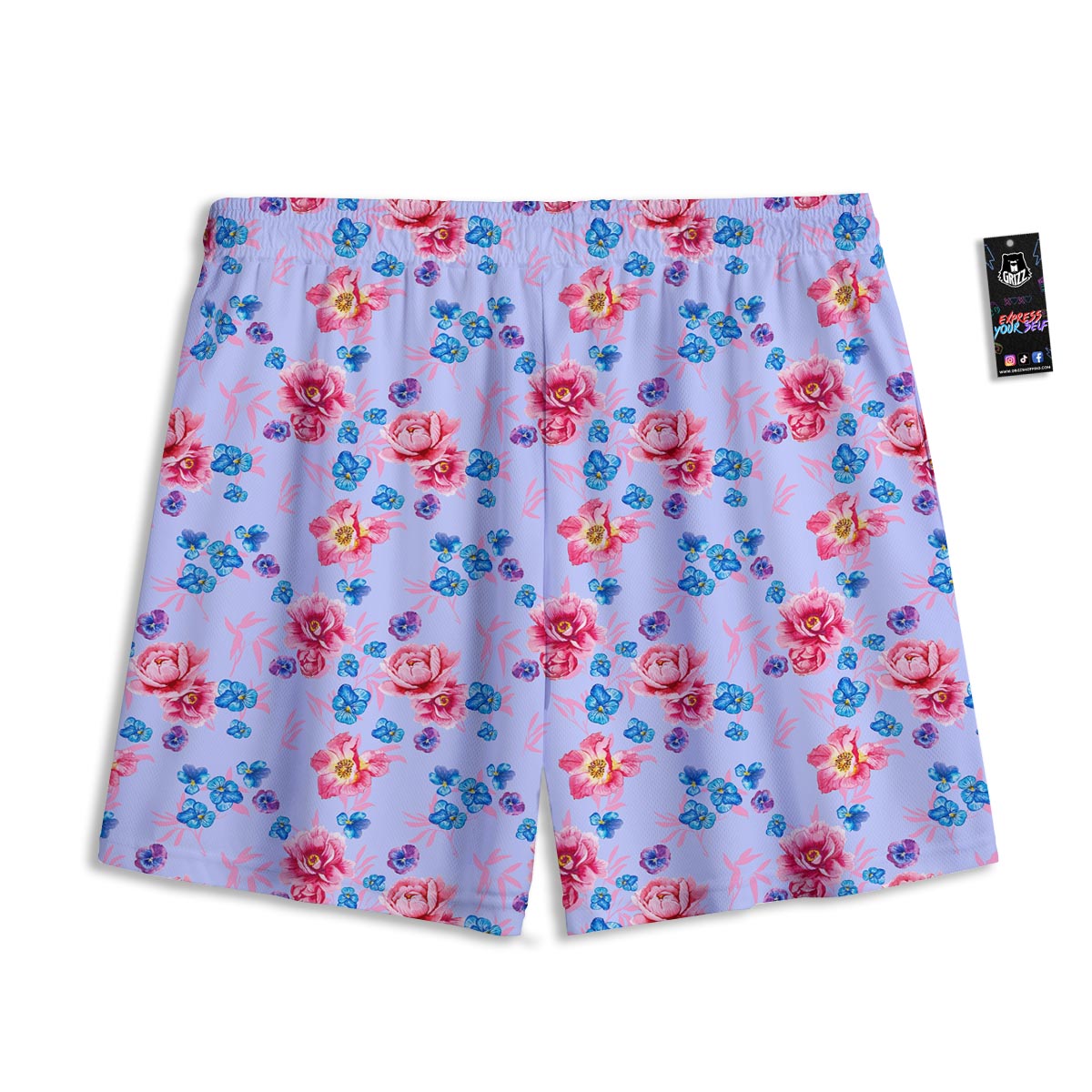 Floral Flower Rose Pansy Print Pattern Mesh Shorts