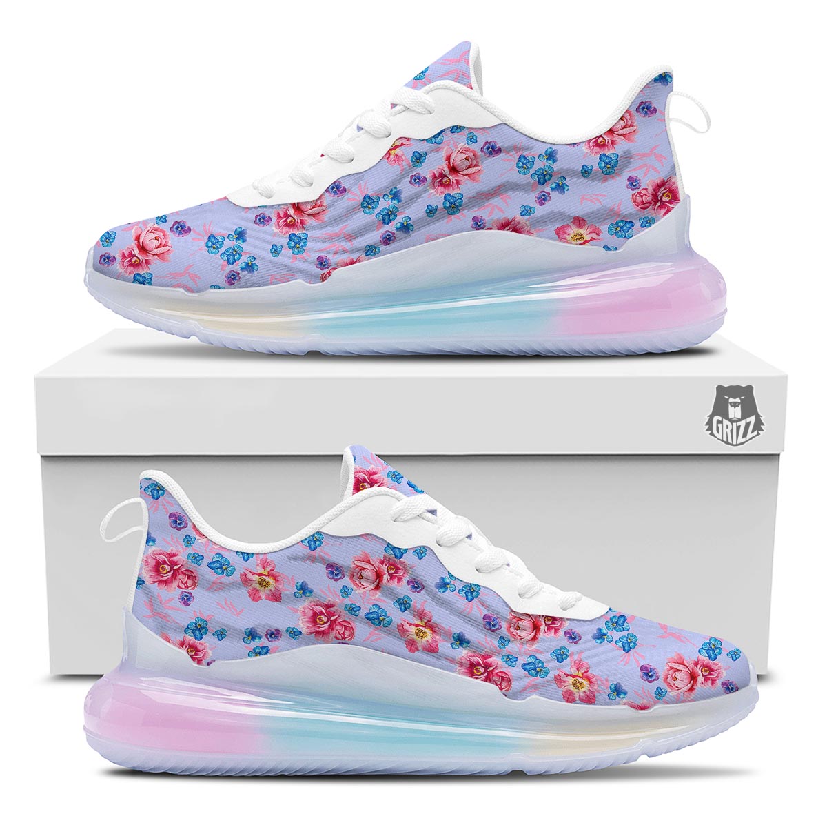 Floral Flower Rose Pansy Print Pattern Running Sneakers-grizzshop