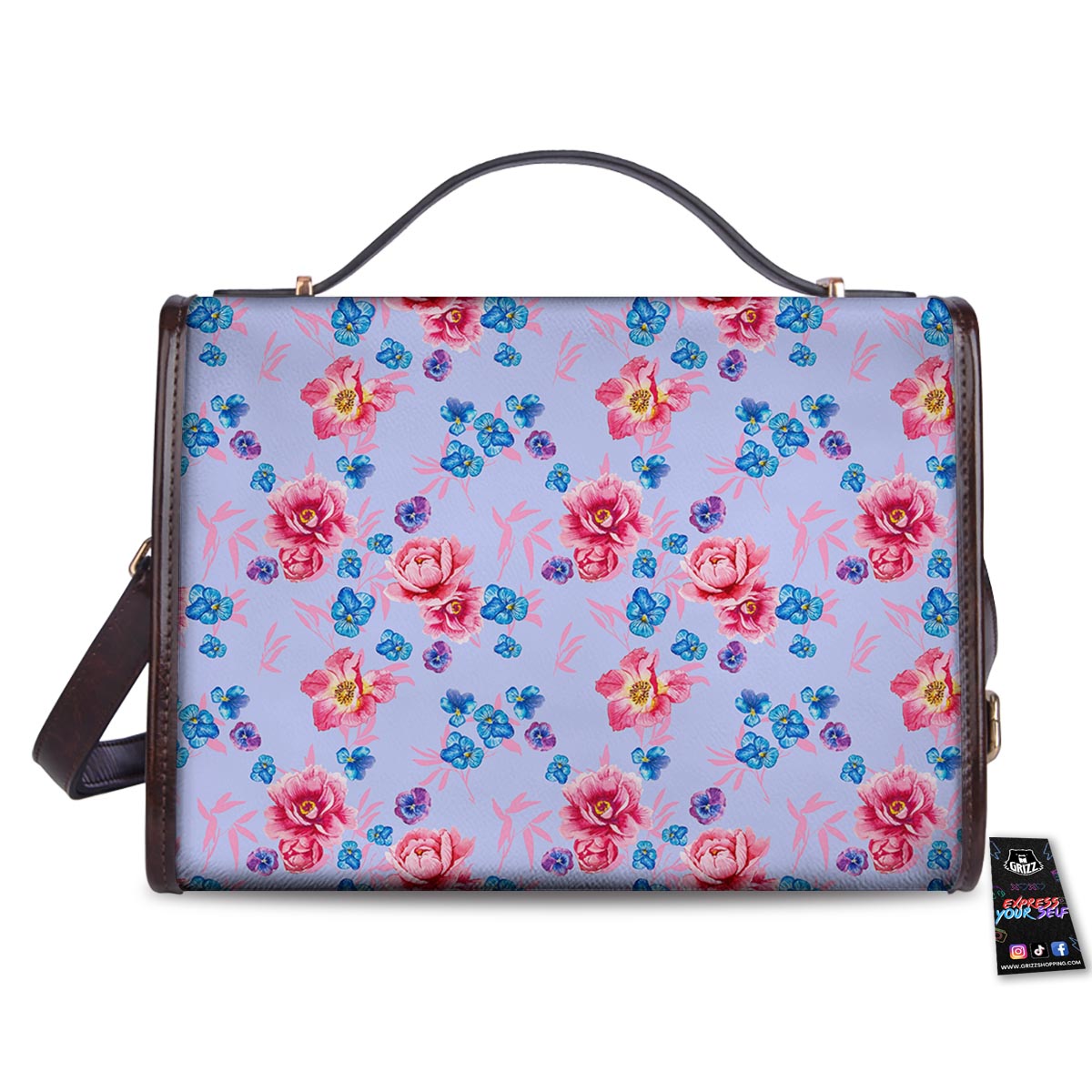 Floral Flower Rose Pansy Print Pattern Women's Satchel Bag-grizzshop