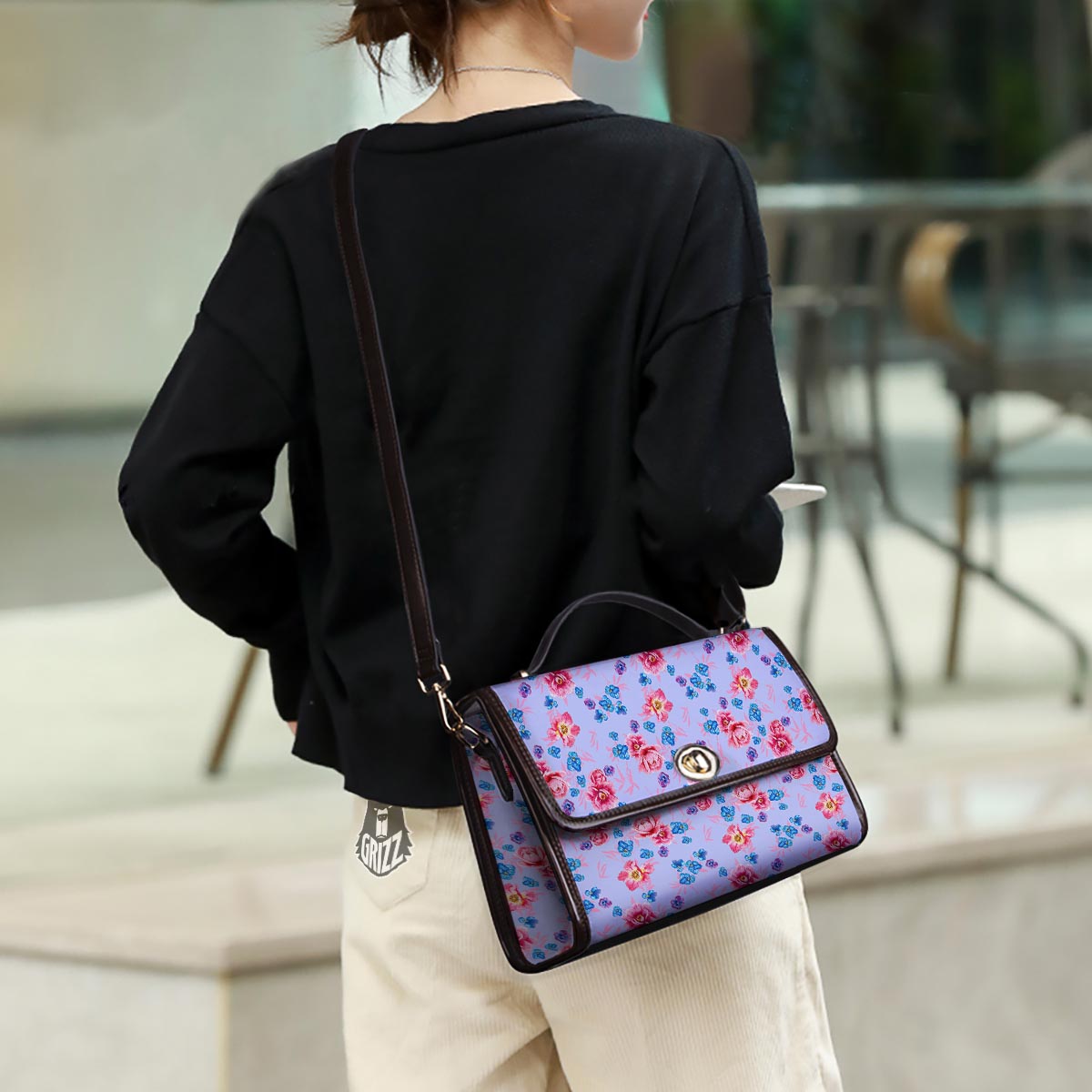 Floral Flower Rose Pansy Print Pattern Women's Satchel Bag-grizzshop