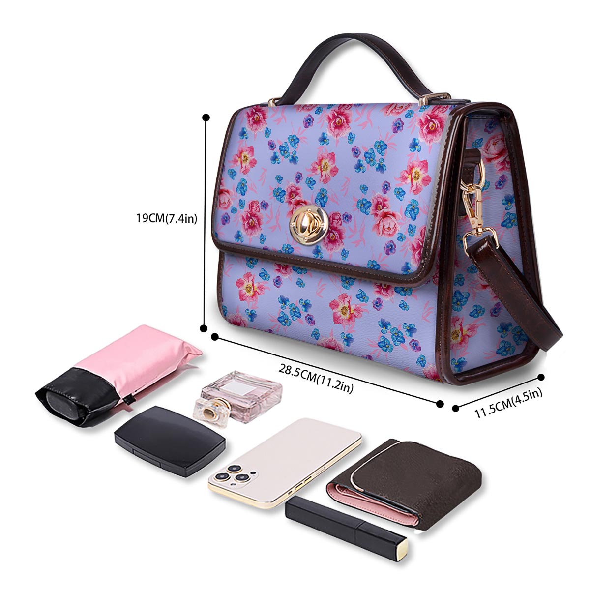 Floral Flower Rose Pansy Print Pattern Women's Satchel Bag-grizzshop