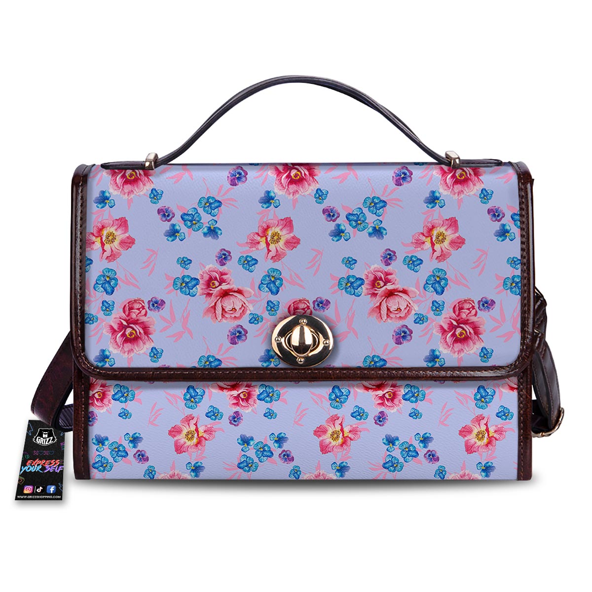 Floral Flower Rose Pansy Print Pattern Women's Satchel Bag-grizzshop