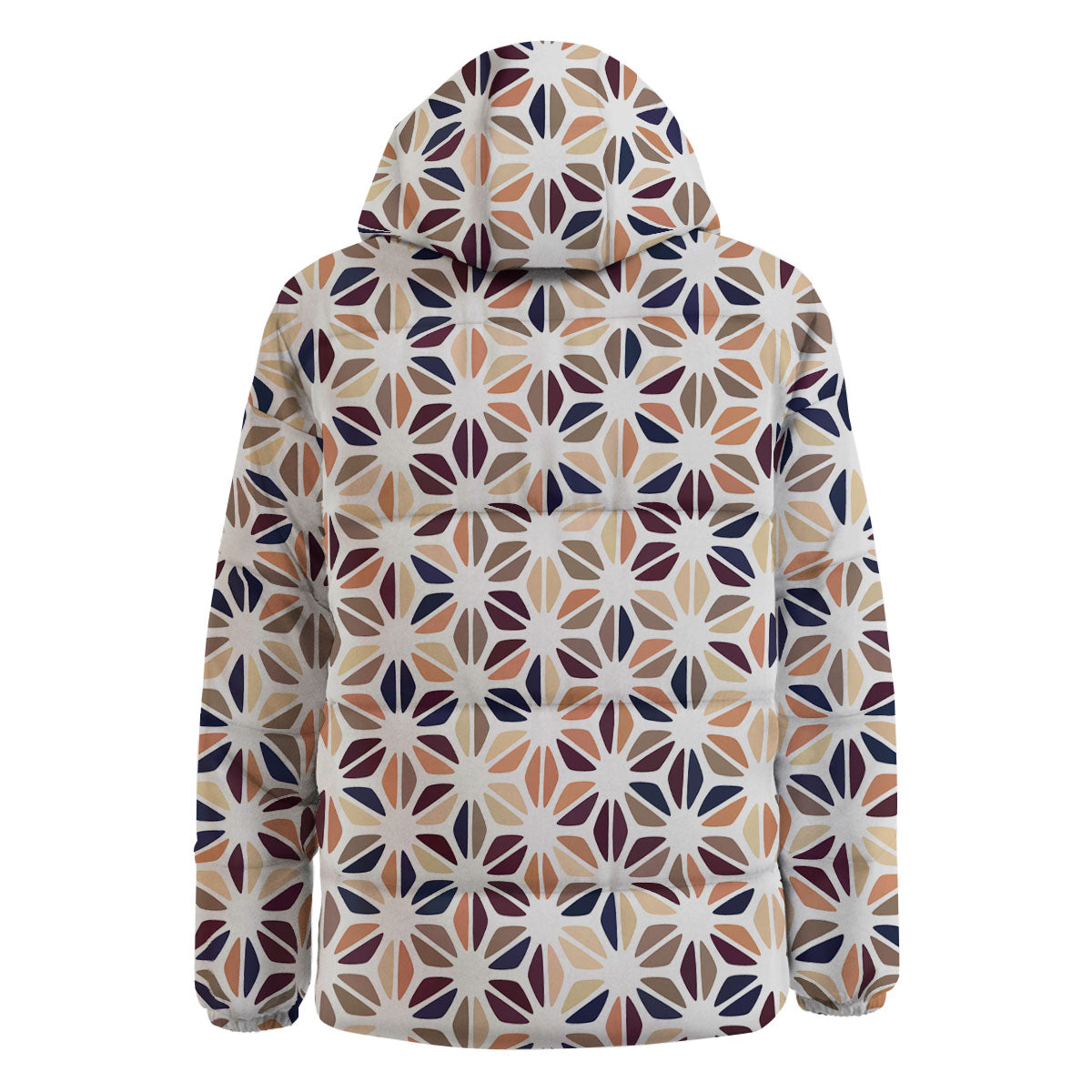 Floral Geometric Print Down Jacket-grizzshop