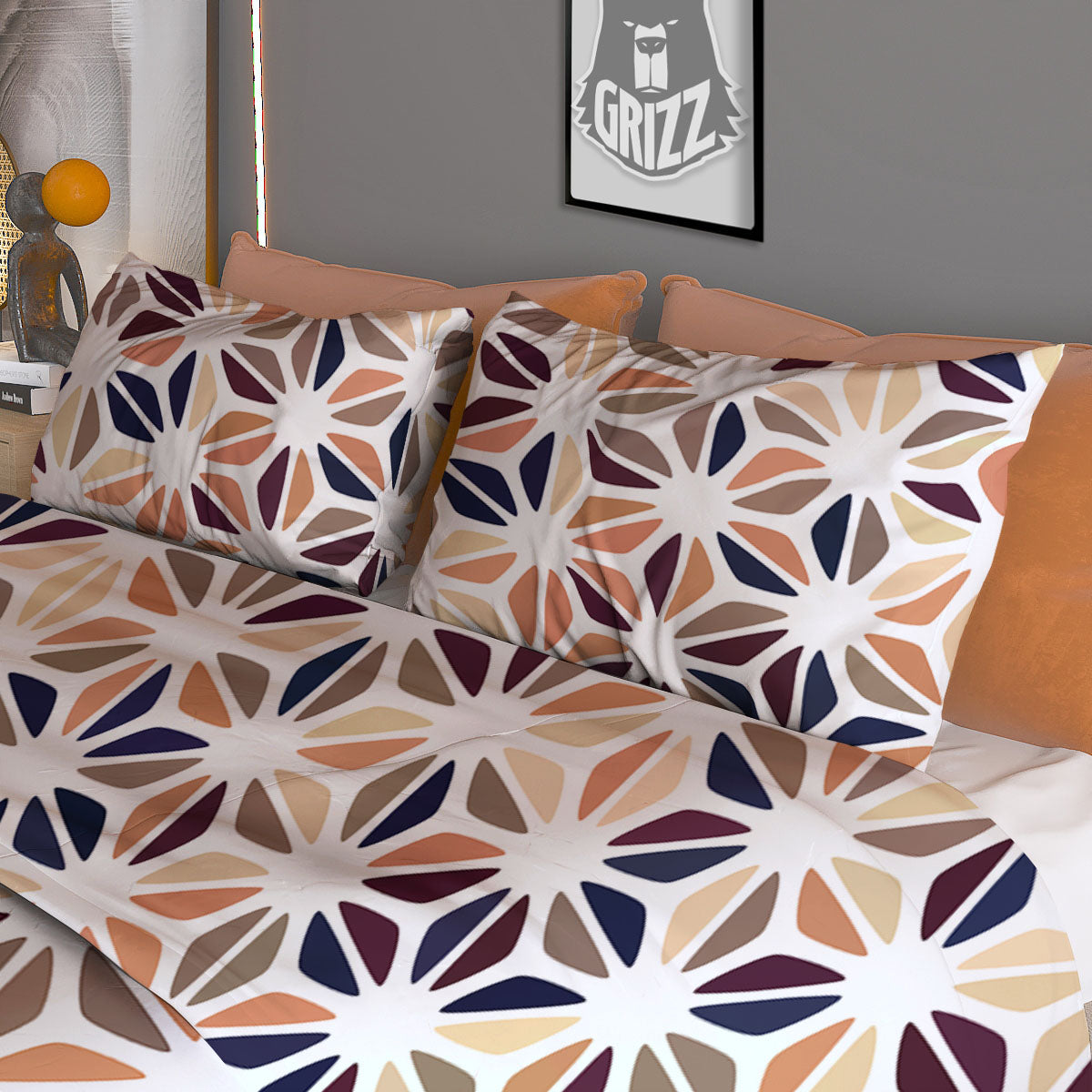 Floral Geometric Print Duvet Cover Bedding Set
