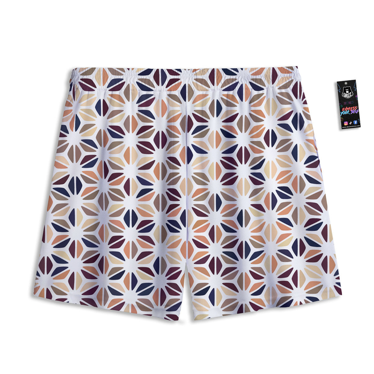 Floral Geometric Print Mesh Shorts
