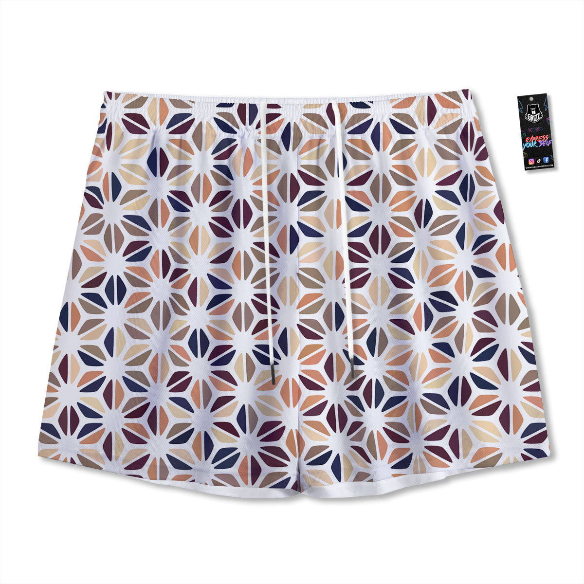 Floral Geometric Print Mesh Shorts