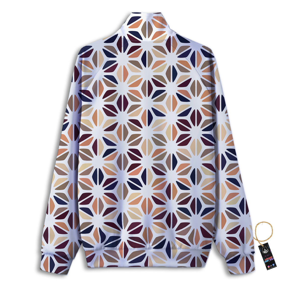 Floral Geometric Print Track Jacket-grizzshop