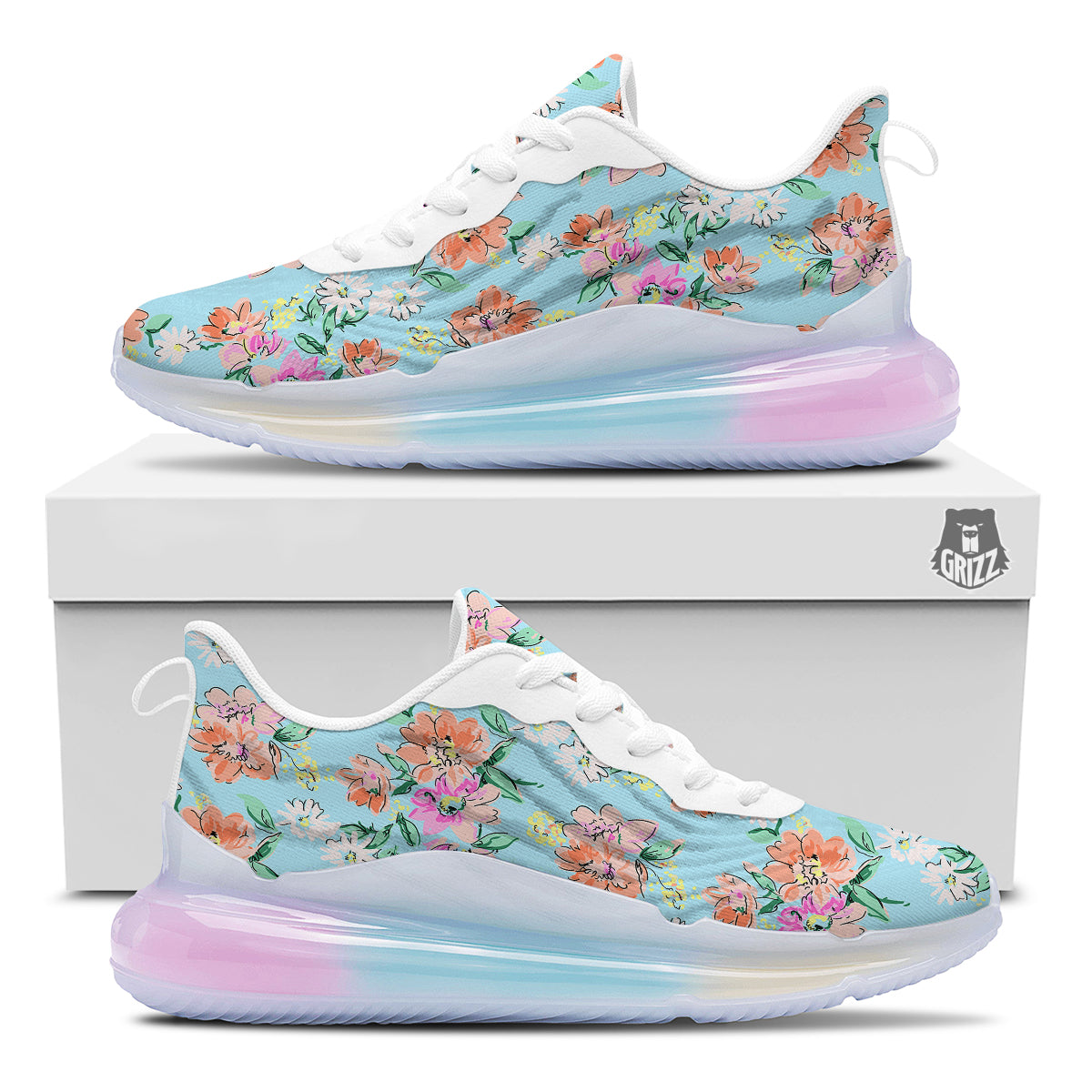 Floral Girly Vintage Print Pattern Running Sneakers-grizzshop