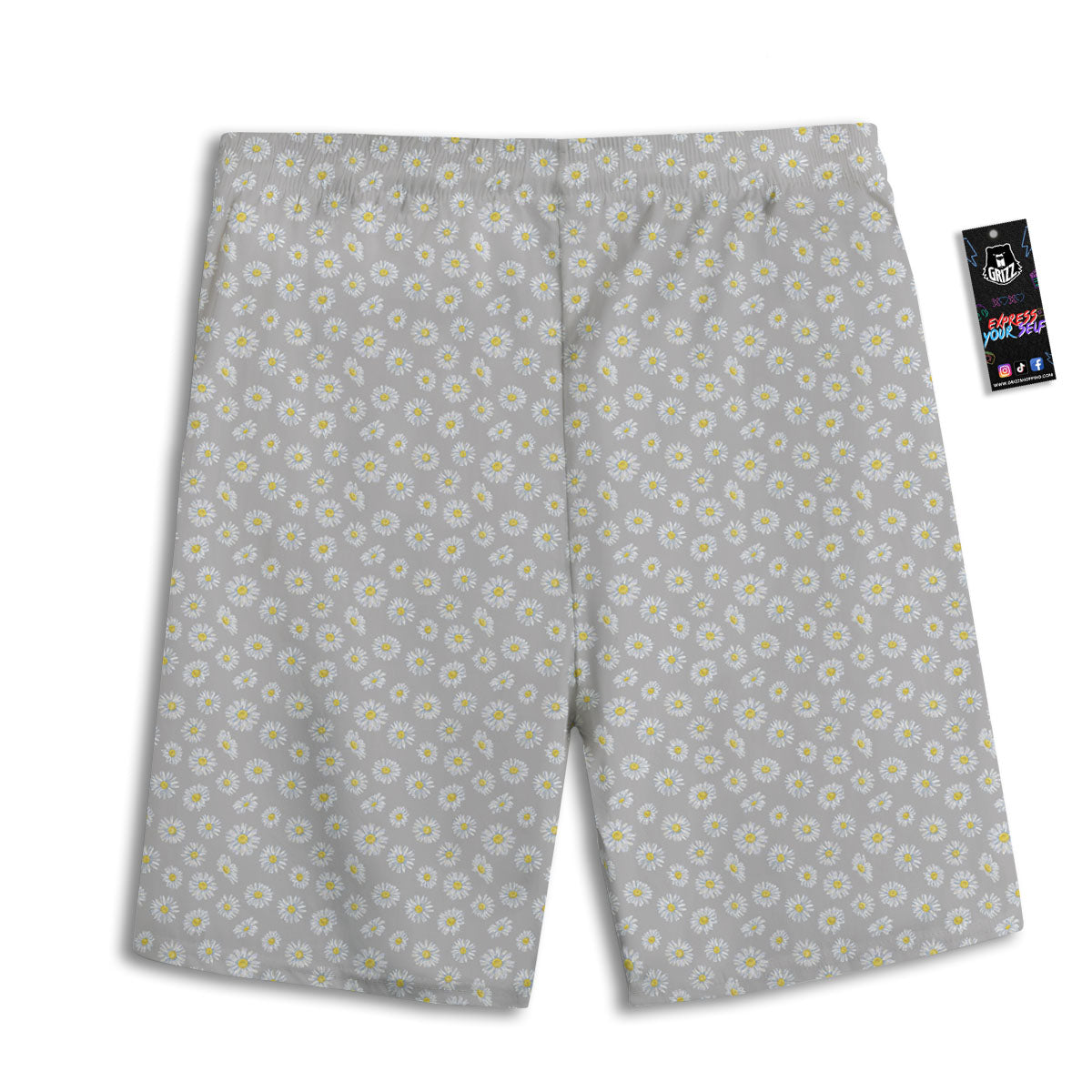 Flowers Skull Monochrome Print Pattern Men's Athletic Shorts