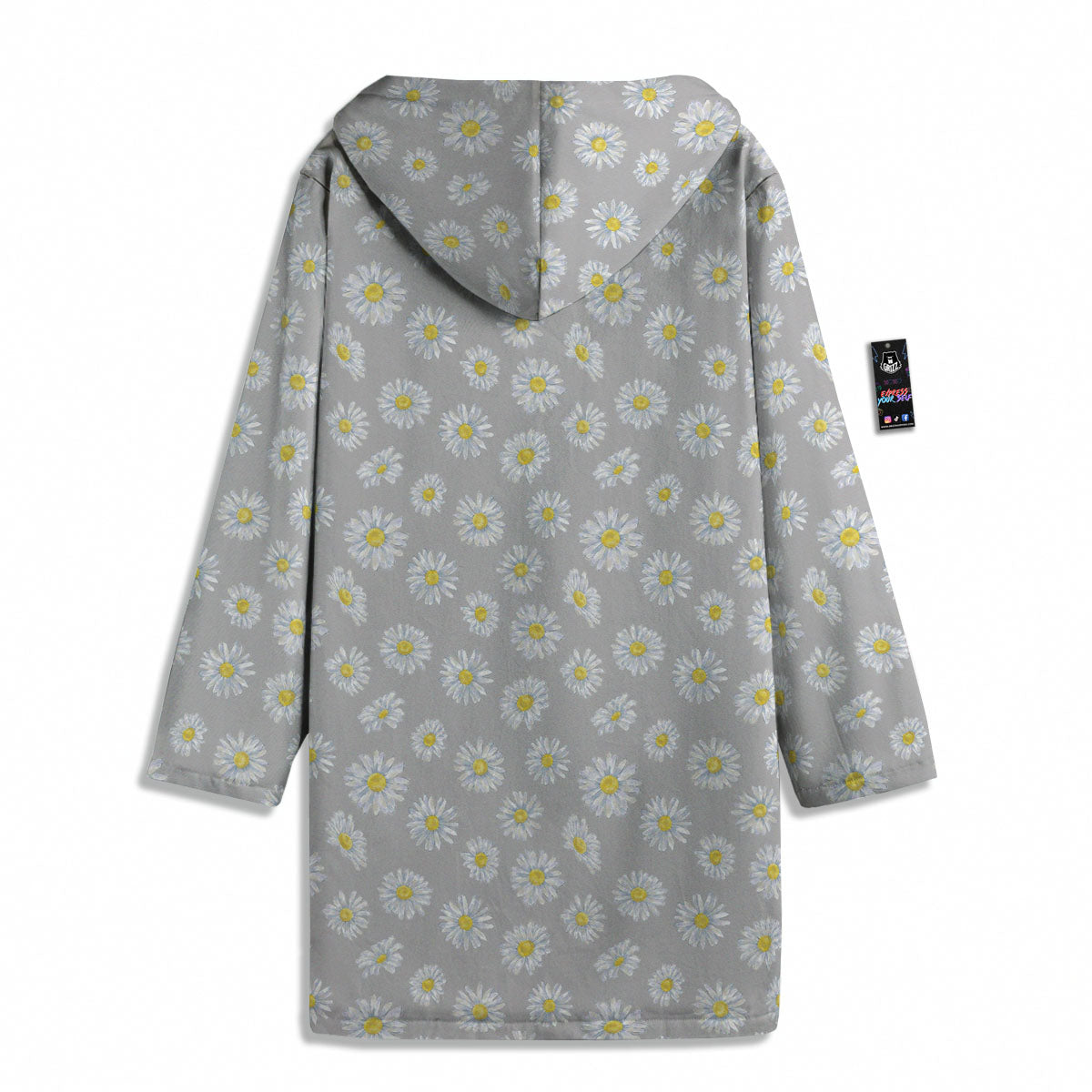 Floral Grey Daisy Print Pattern Men's Windbreaker Jacket-grizzshop