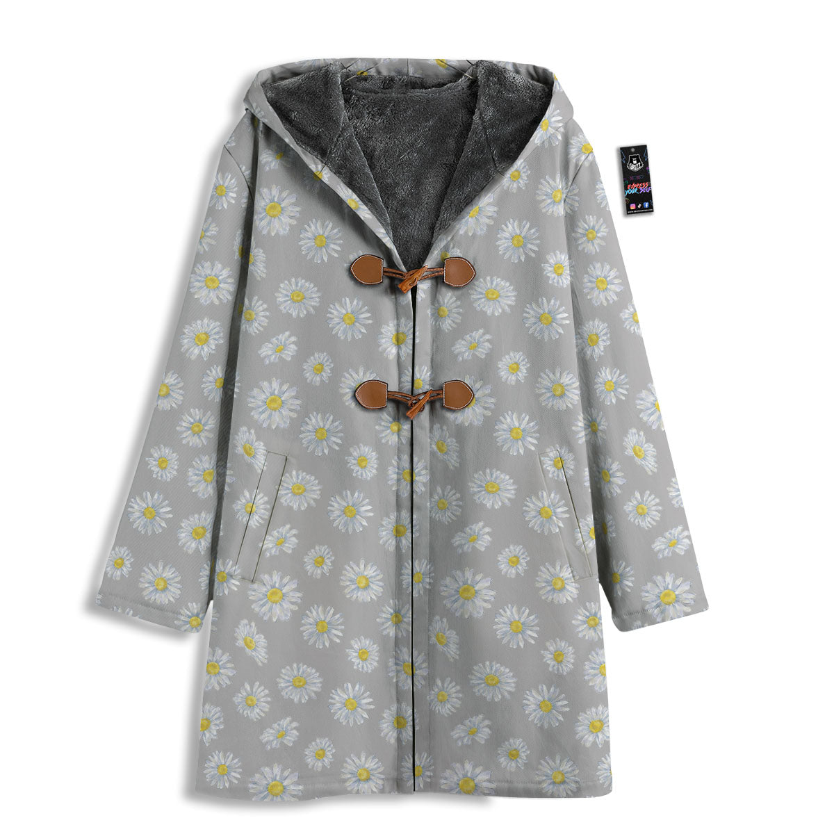 Floral Grey Daisy Print Pattern Men's Windbreaker Jacket-grizzshop