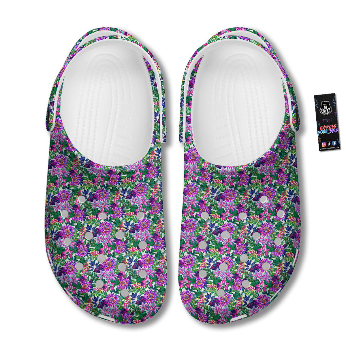 Floral Hawaii Colorful Print Pattern Clog-grizzshop