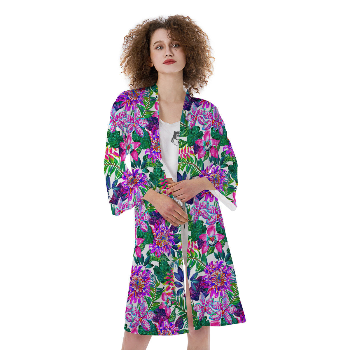 Floral Hawaii Colorful Print Pattern Colorful Kimono-grizzshop