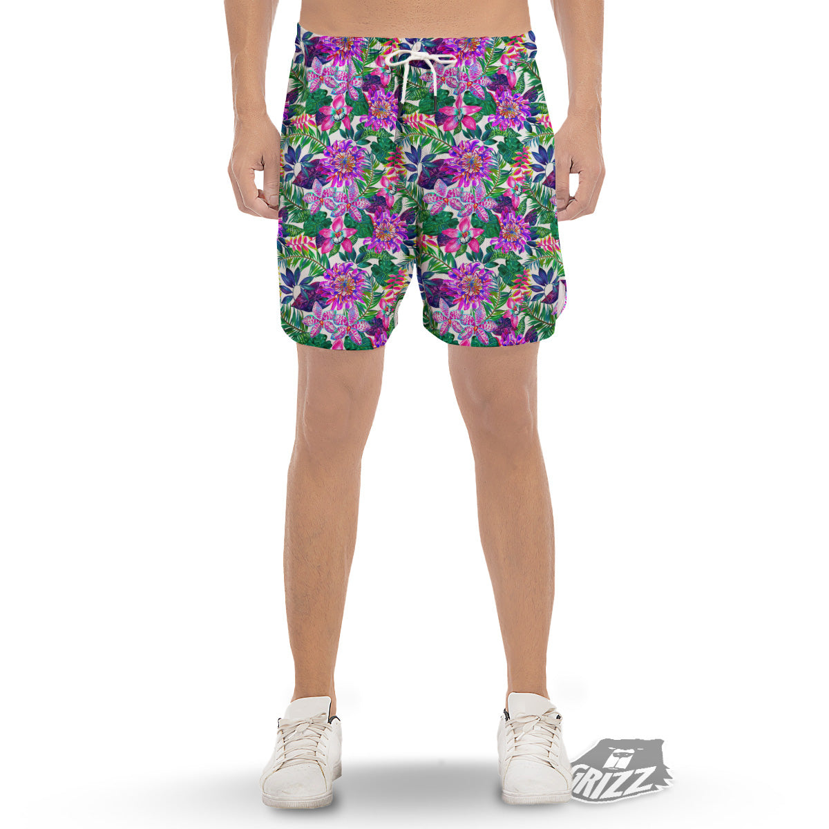 Floral Hawaii Colorful Print Pattern Colorful Men's Gym Shorts-grizzshop