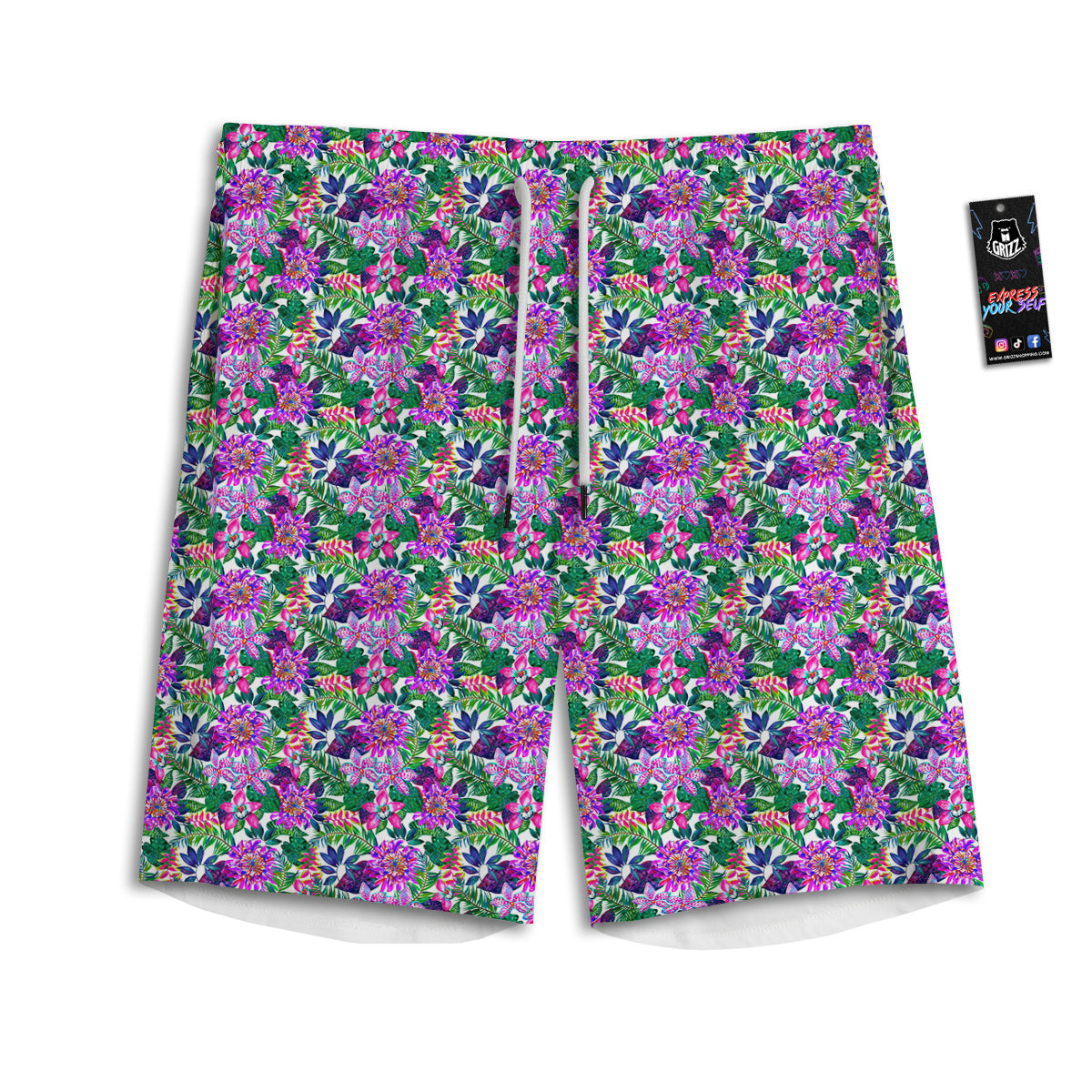 Floral Hawaii Colorful Print Pattern Men's Athletic Shorts