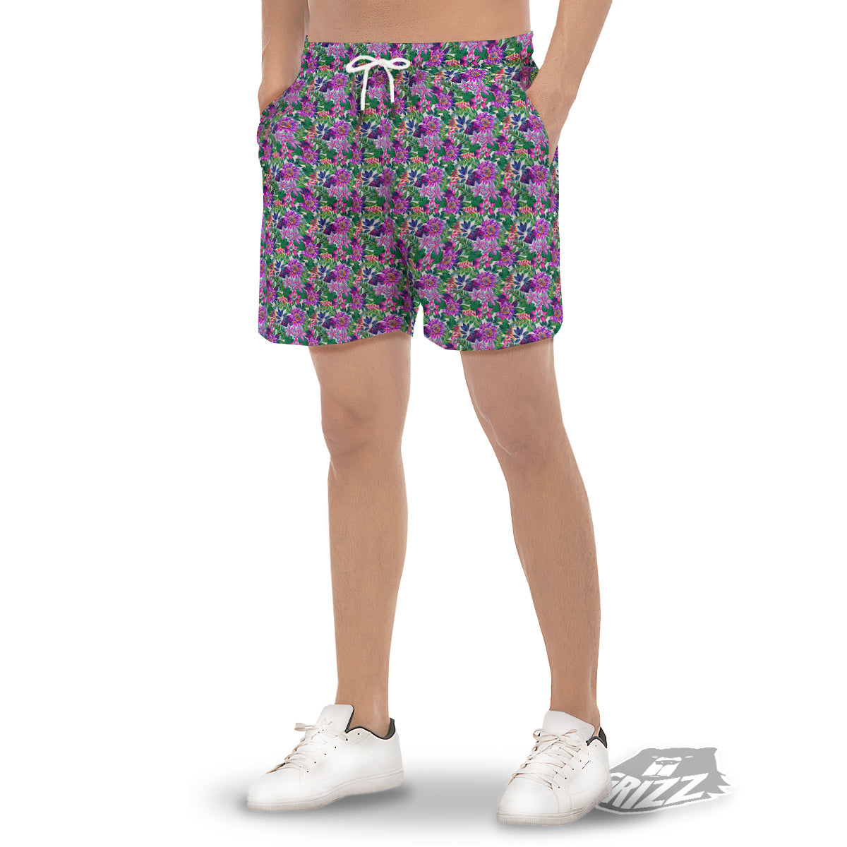 Floral Hawaii Colorful Print Pattern Men's Gym Shorts-grizzshop