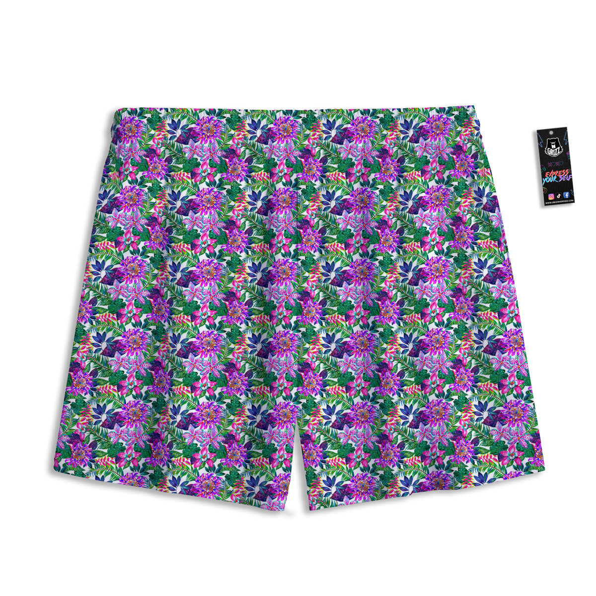 Flowers Guns And Print Pattern Mesh Shorts
