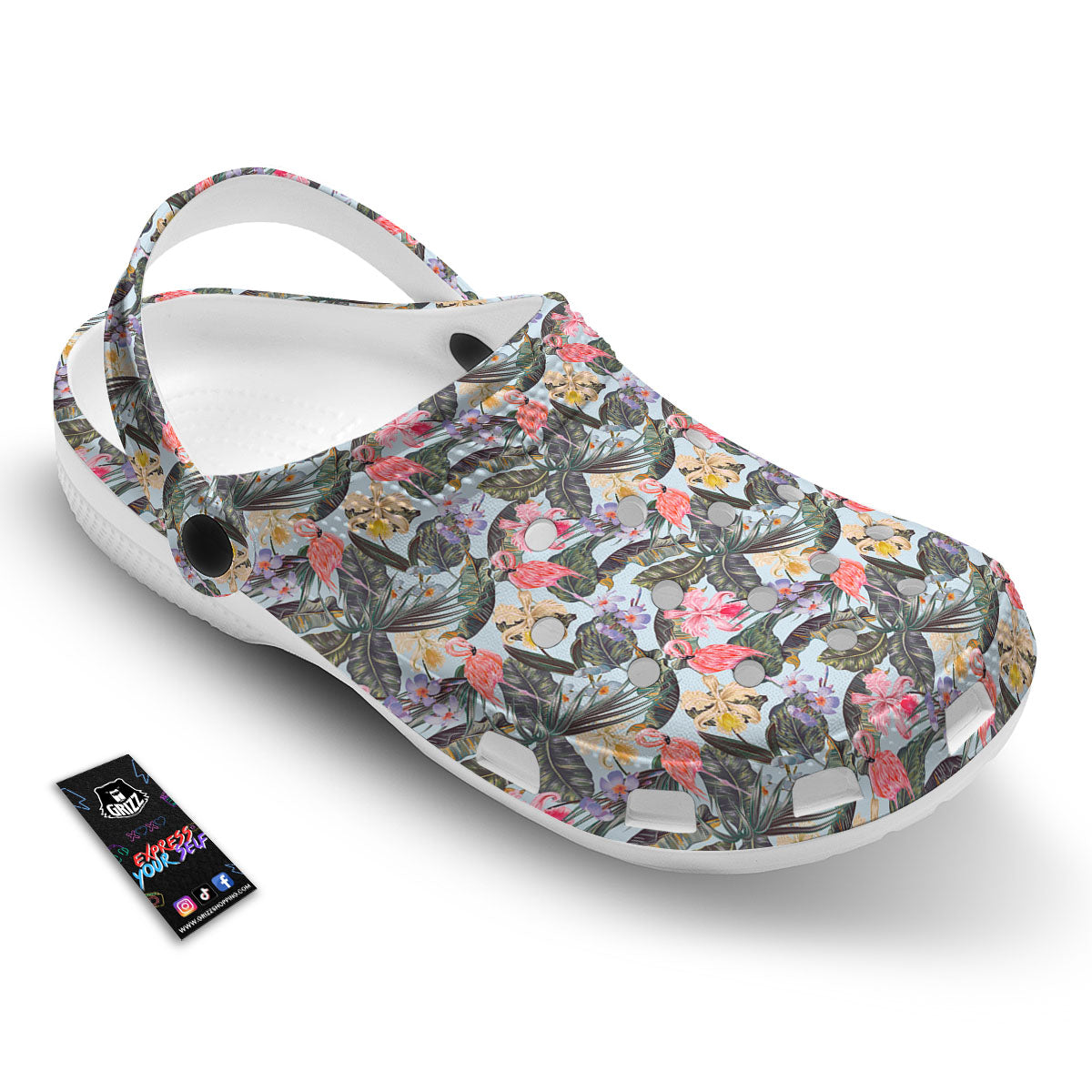 Floral Hawaiian And Flamingo Print Clog-grizzshop