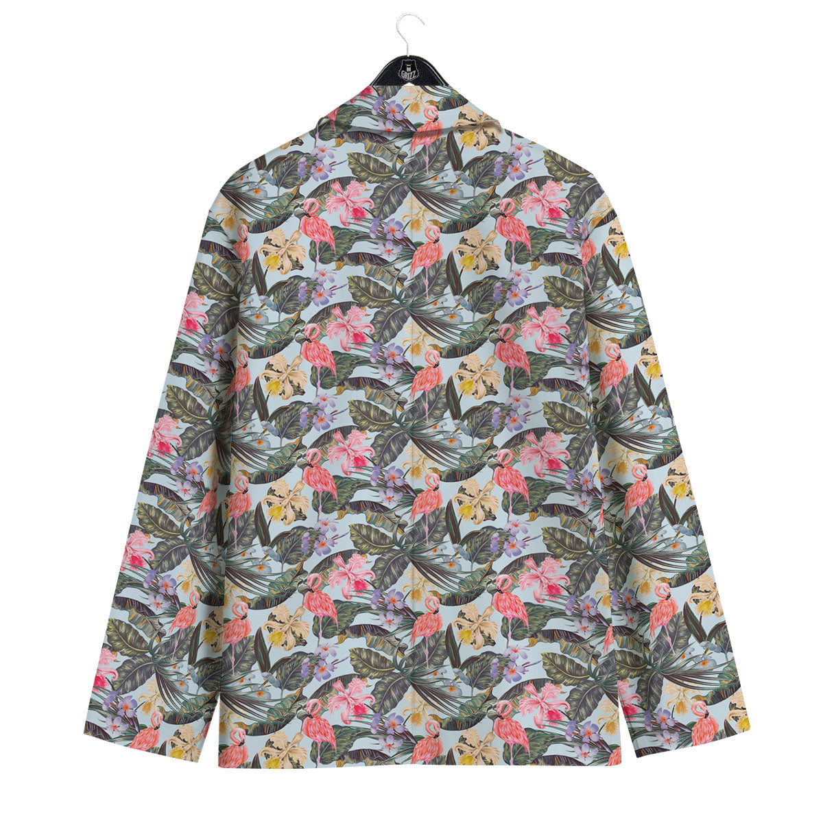 Floral Hawaiian And Flamingo Print Men's Sport Coat-grizzshop