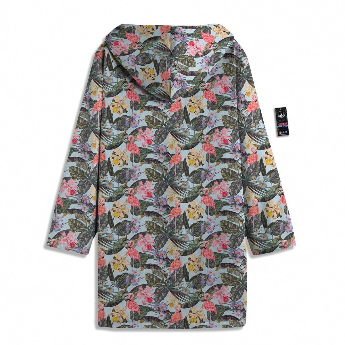Floral Hawaiian And Flamingo Print Men's Windbreaker Jacket-grizzshop