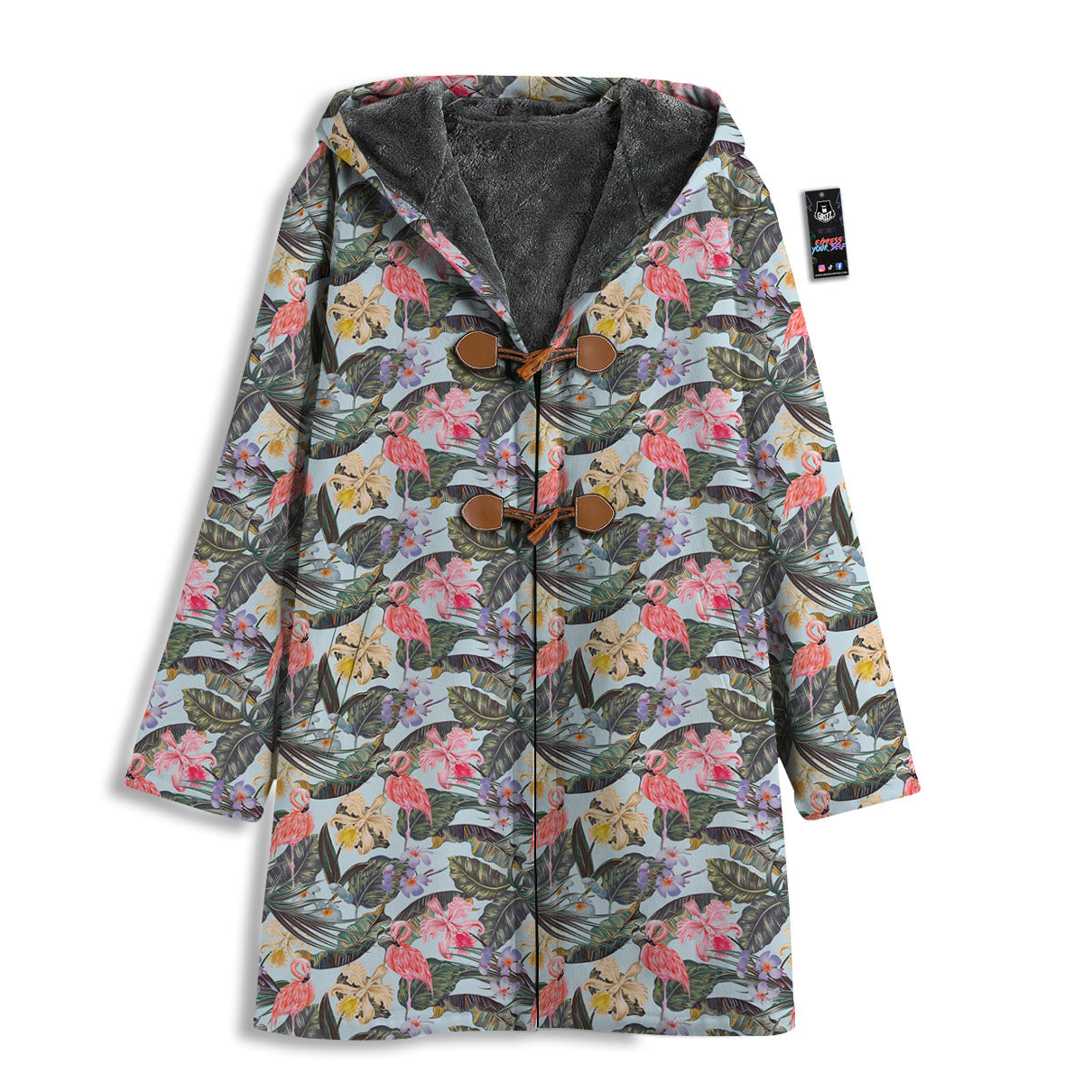 Floral Hawaiian And Flamingo Print Men's Windbreaker Jacket-grizzshop