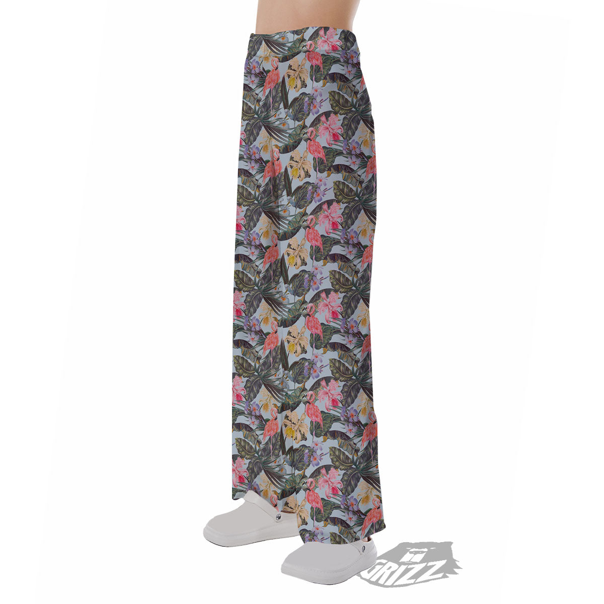 Floral Hawaiian And Flamingo Print Pajama Pants-grizzshop