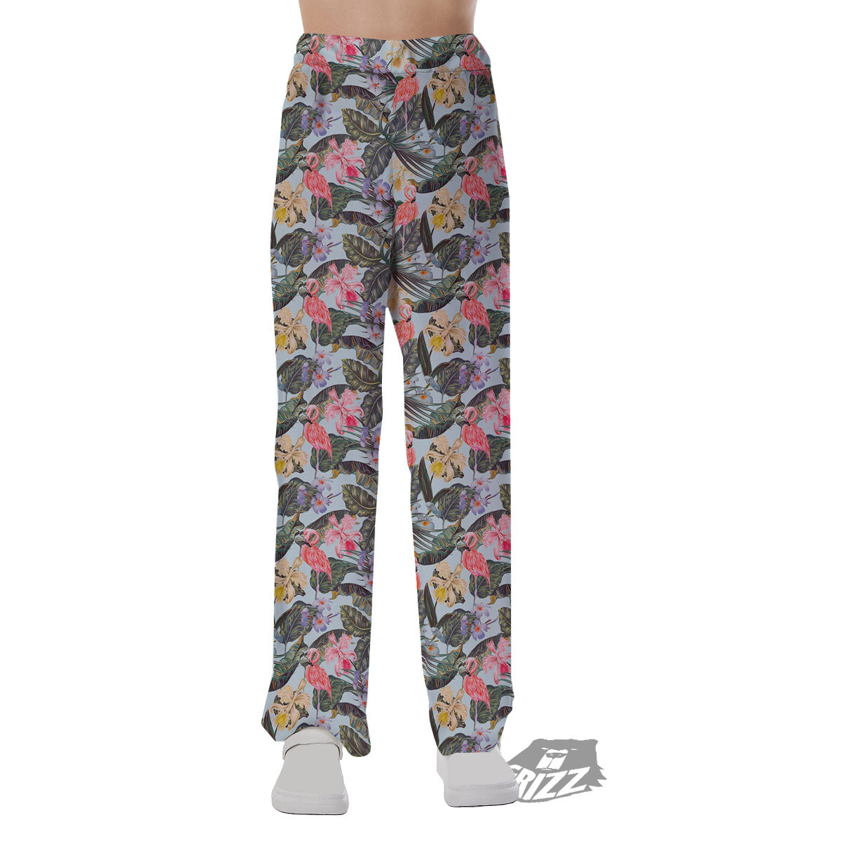 Floral Hawaiian And Flamingo Print Pajama Pants-grizzshop