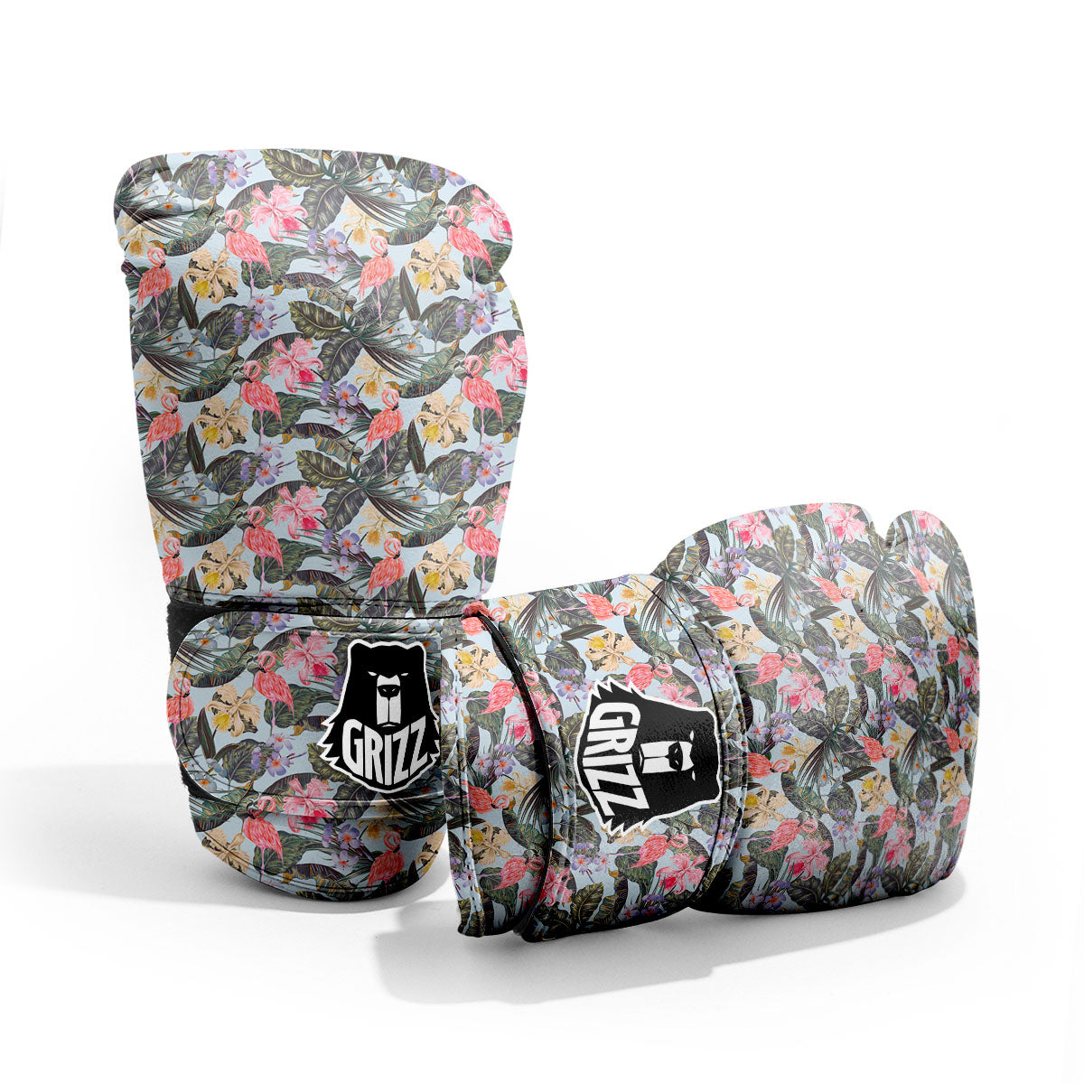 Floral Hawaiian And Flamingo Print Pro Boxing Glove