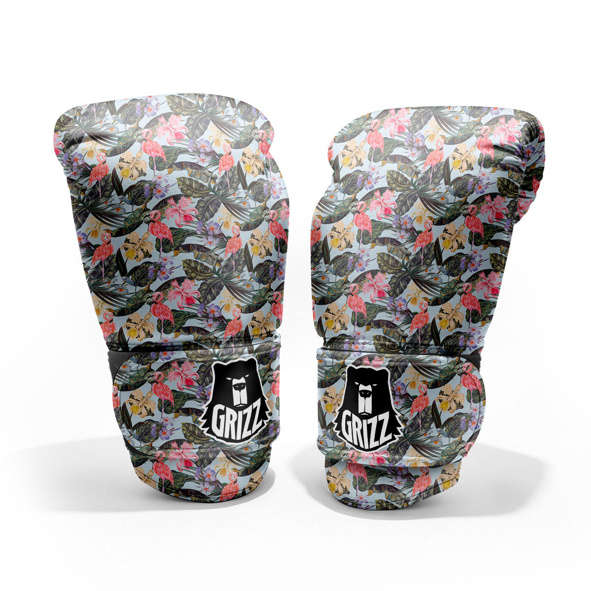 Floral Hawaiian And Flamingo Print Pro Boxing Glove