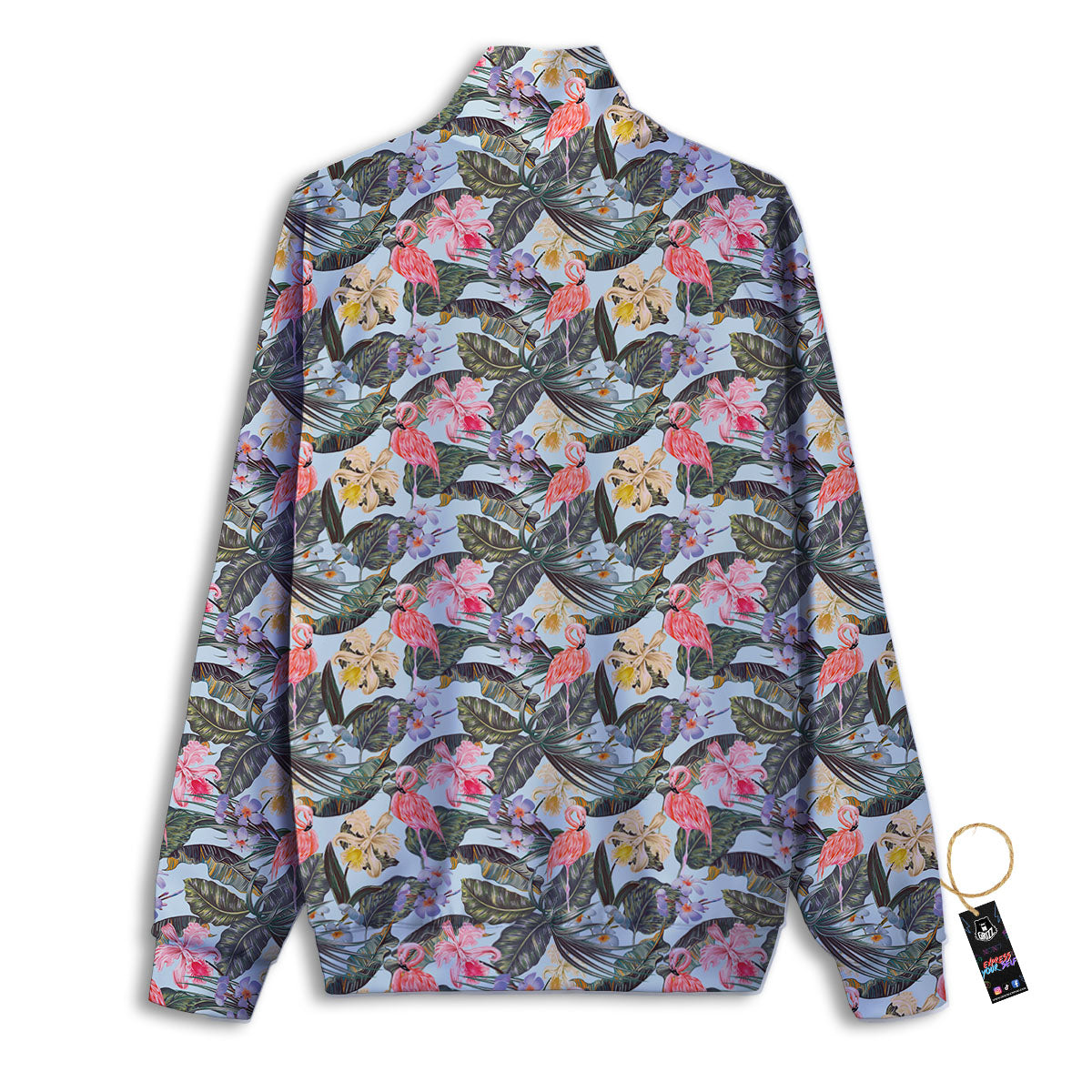 Floral Hawaiian And Flamingo Print Track Jacket-grizzshop