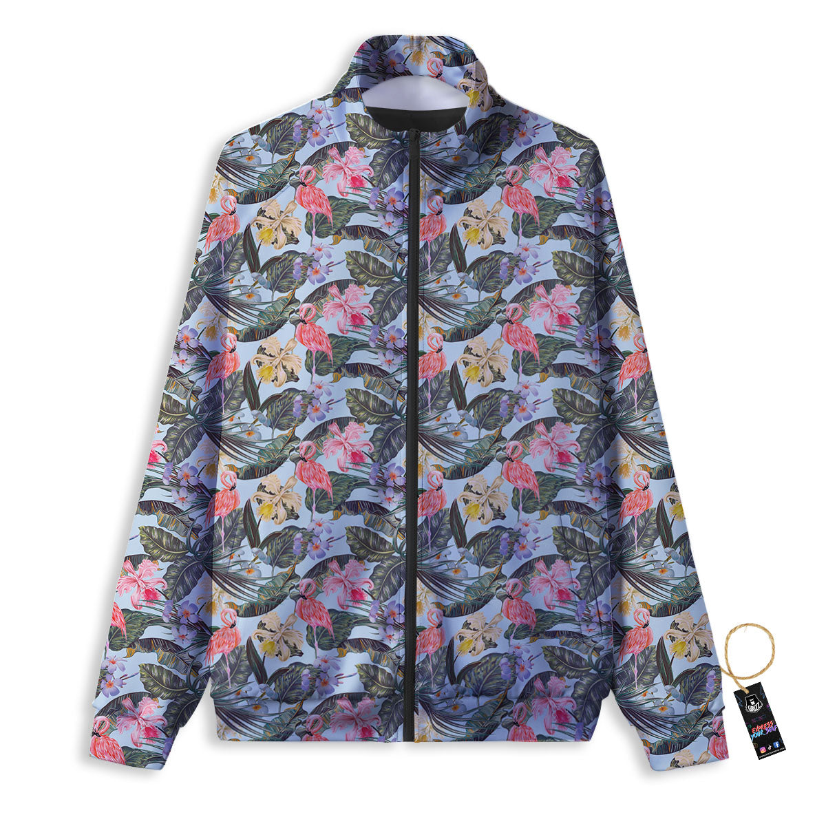 Floral Hawaiian And Flamingo Print Track Jacket-grizzshop