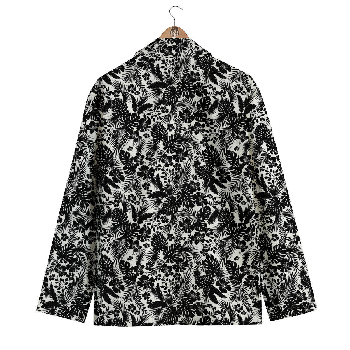 Floral Hawaiian Monochrome Print Pattern Men's Blazer-grizzshop