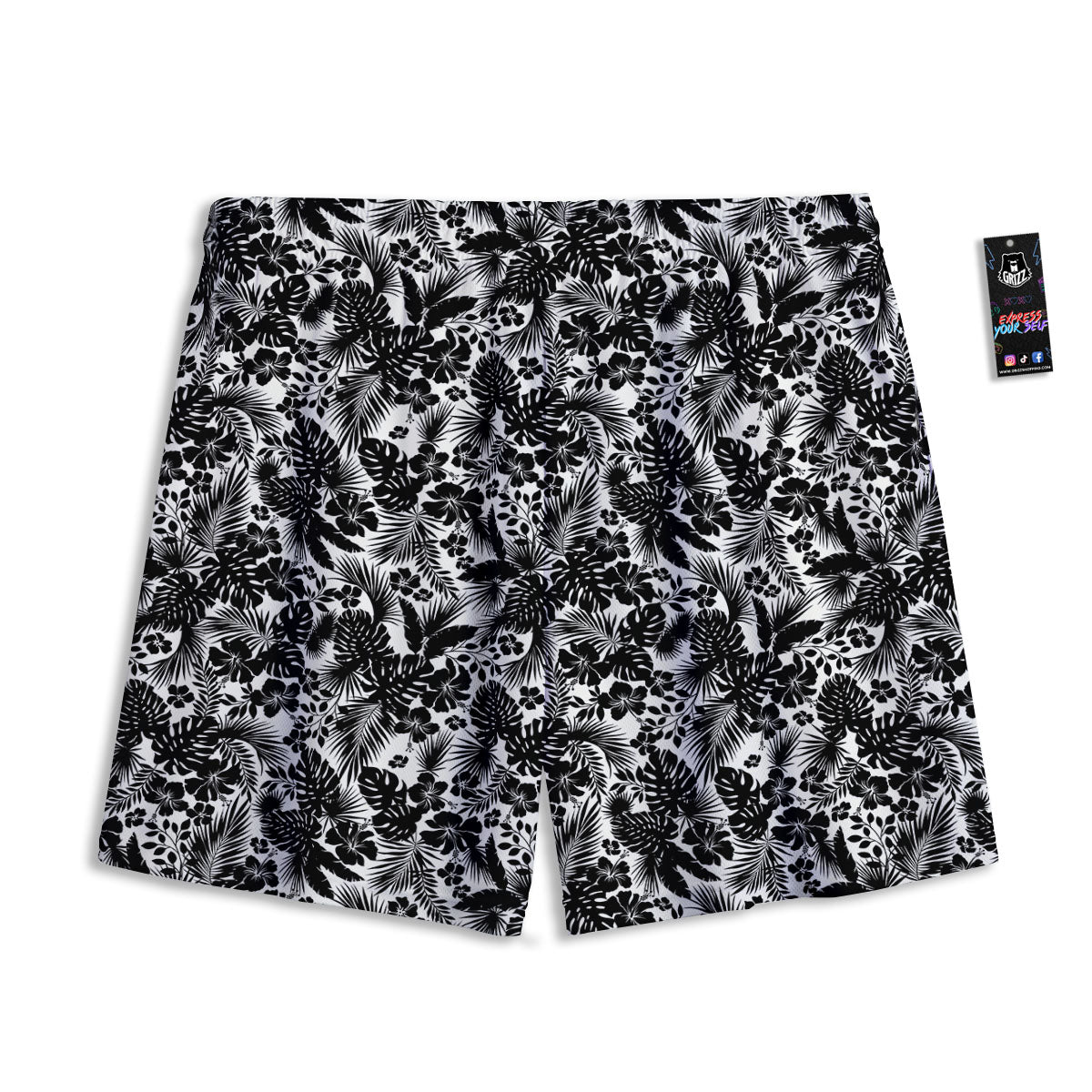 Floral Hawaiian Monochrome Print Pattern Mesh Shorts
