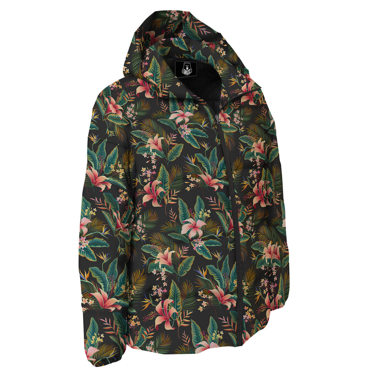 Floral Hawaiian Print Pattern Down Jacket-grizzshop