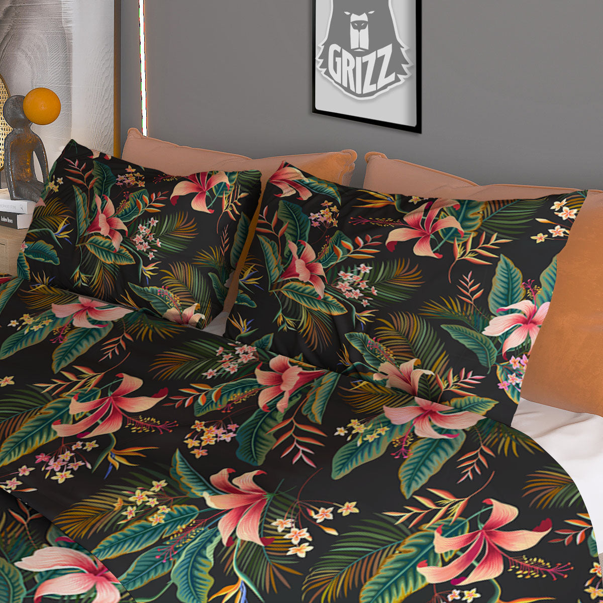 Floral Hawaiian Print Pattern Duvet Cover Bedding Set