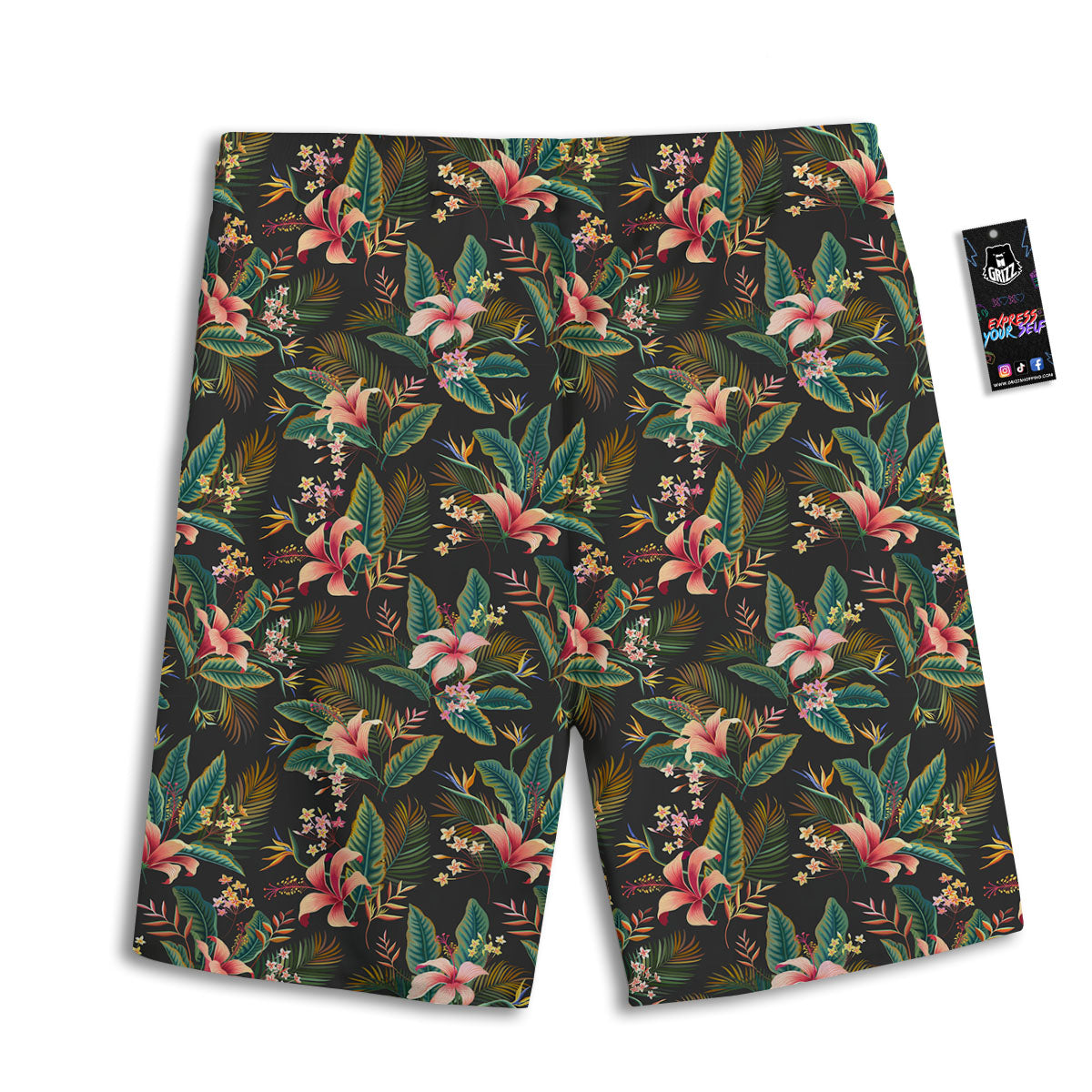 Floral Hawaiian Print Pattern Men's Athletic Shorts